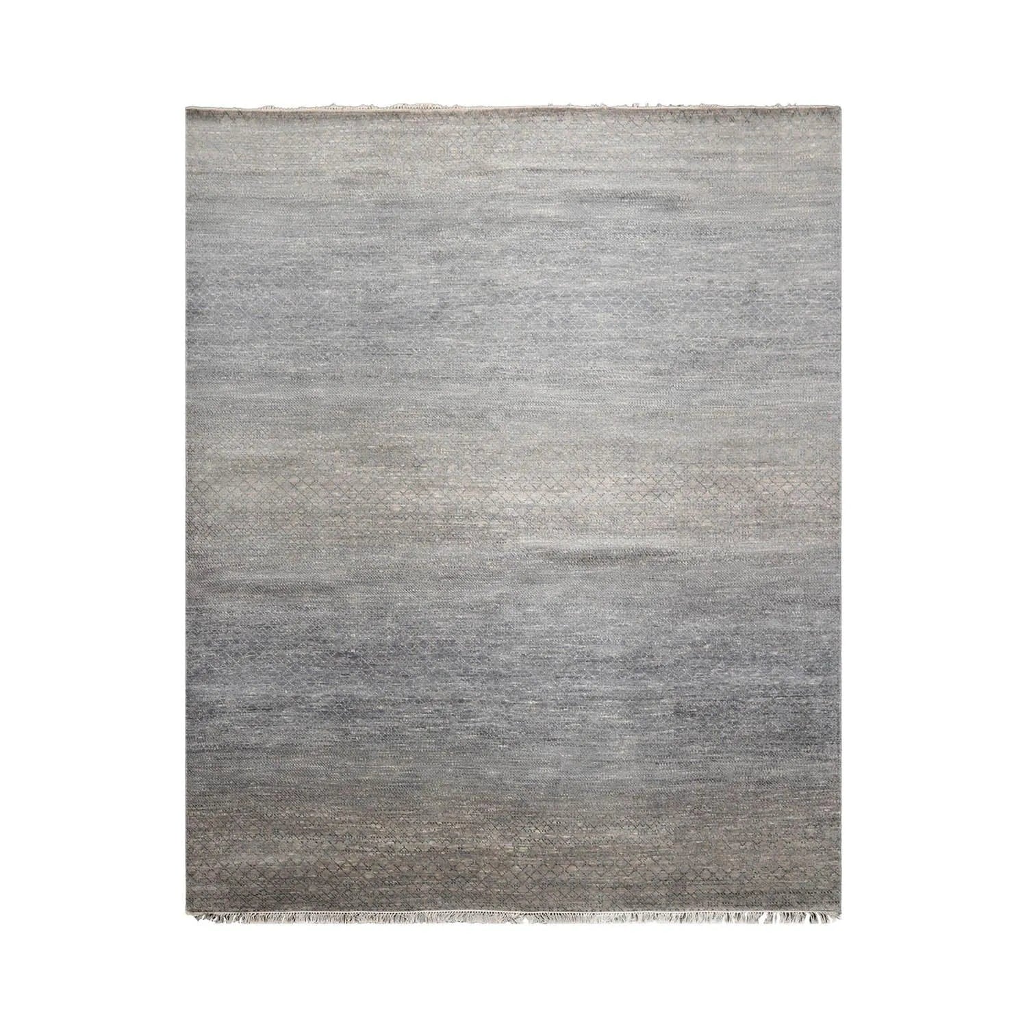 8'x10' Slate Hand Knotted Modern Geometric Tibetan Wool and Bamboo Silk Oriental Area Rug-1