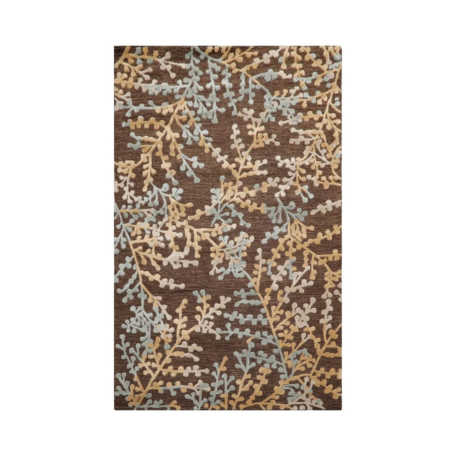 5 x 8 Aqua, Beige Hand Tufted Hand Made Wool and Silk Karastan Traditional Oriental Area Rug-0