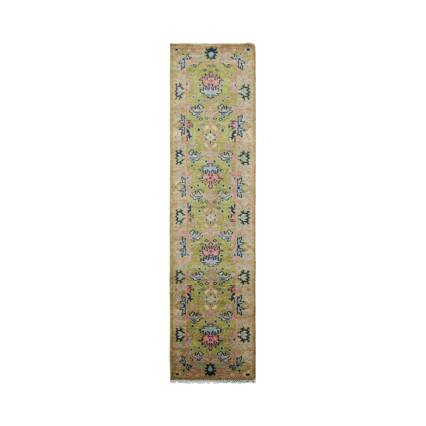 Multi Sizes Green, Pink Hand Knotted Muted Turkish Oushak 100% Wool Traditional Oriental Area Rug-6