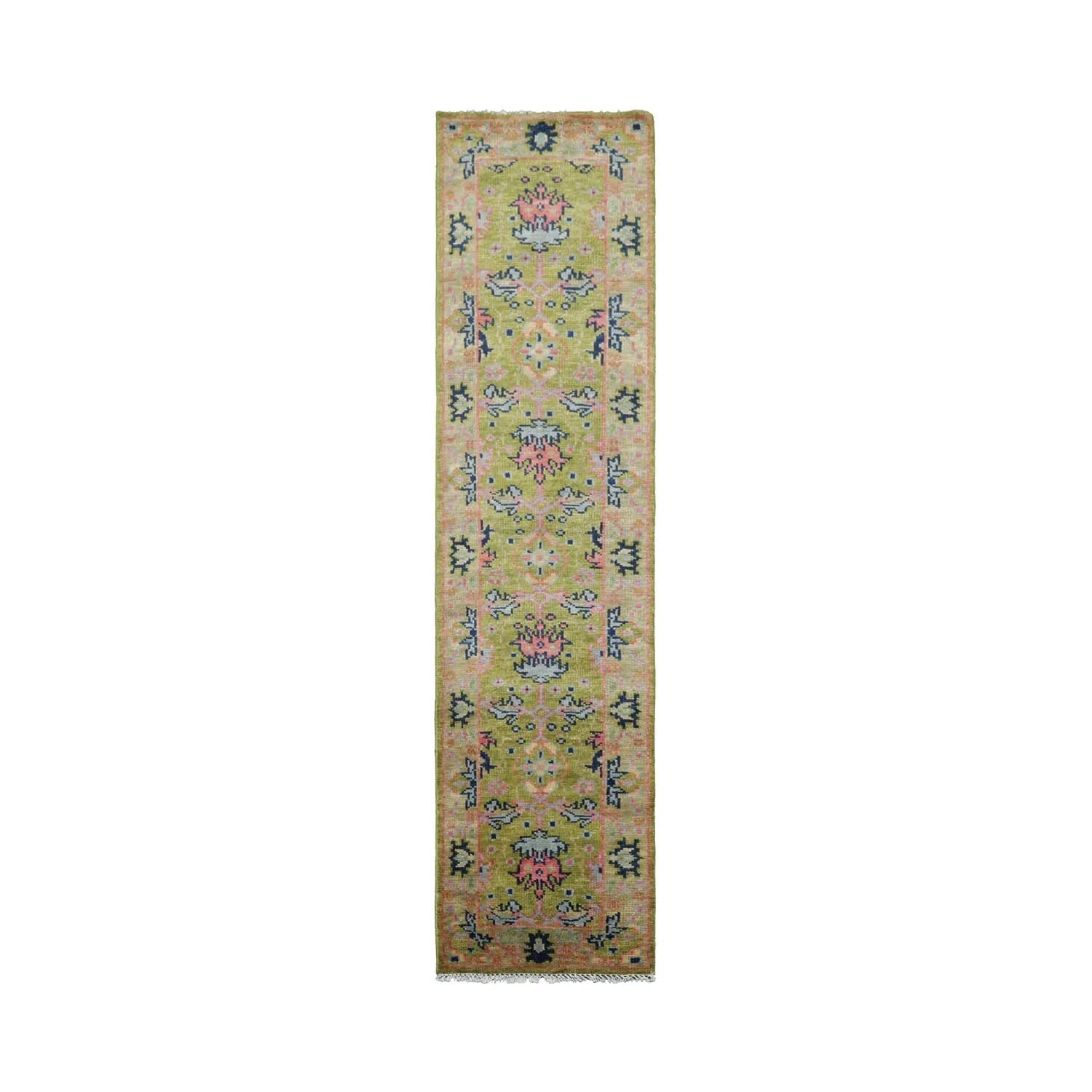 Multi Sizes Green, Pink Hand Knotted Muted Turkish Oushak 100% Wool Traditional Oriental Area Rug-6