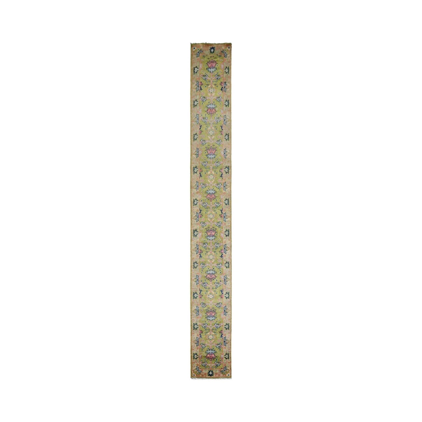 Multi Sizes Green, Pink Hand Knotted Muted Turkish Oushak 100% Wool Traditional Oriental Area Rug-7