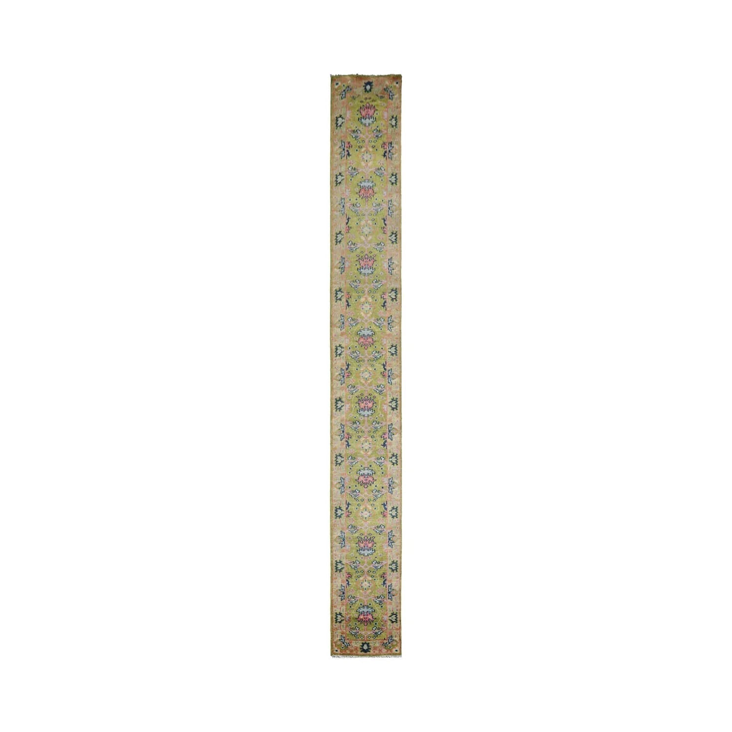 Multi Sizes Green, Pink Hand Knotted Muted Turkish Oushak 100% Wool Traditional Oriental Area Rug-7