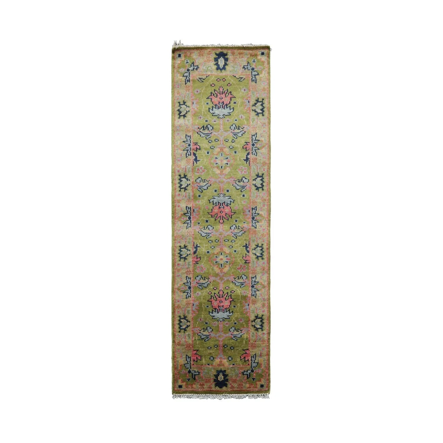 Multi Sizes Green, Pink Hand Knotted Muted Turkish Oushak 100% Wool Traditional Oriental Area Rug-5