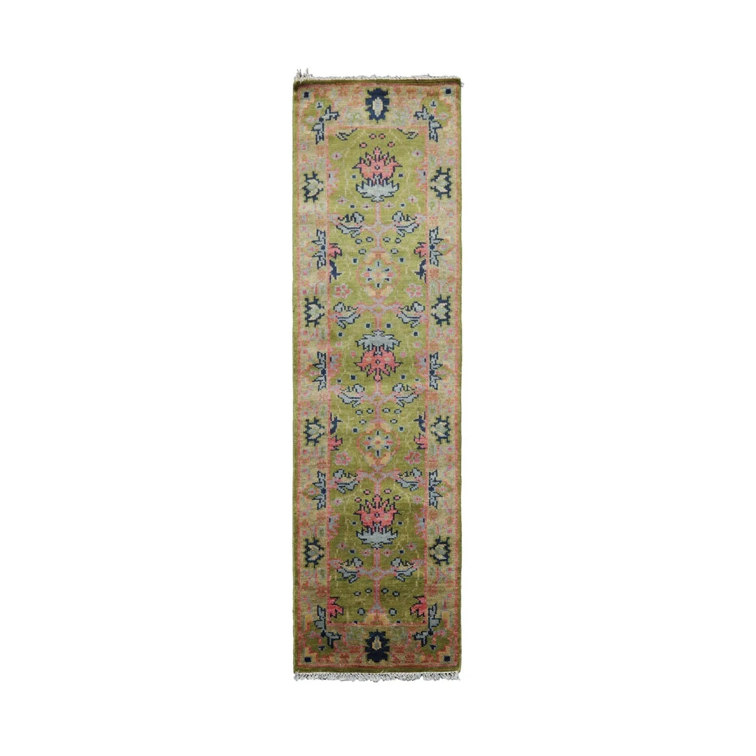 Multi Sizes Green, Pink Hand Knotted Muted Turkish Oushak 100% Wool Traditional Oriental Area Rug-5