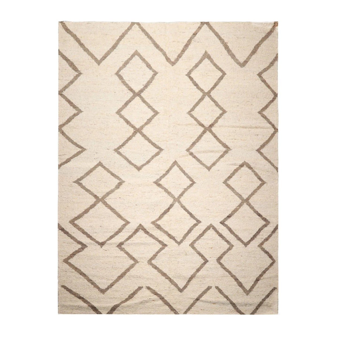 LoomBloom 9x12 Beige Hand Woven Contemporary Geometric Flatweave Wool Oriental Area Rug-1