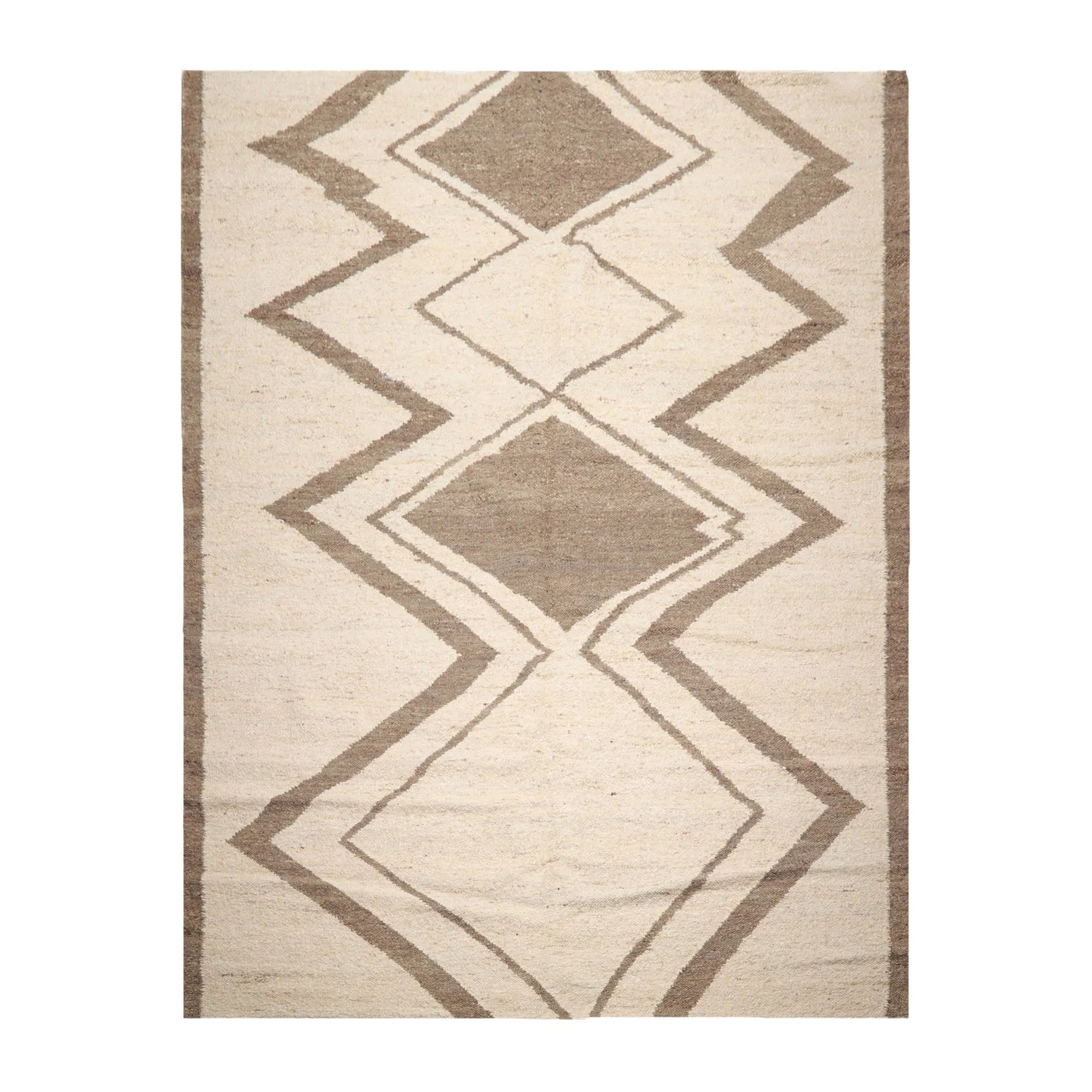 LoomBloom Multi Size Beige Hand Woven Contemporary Geometric Flatweave Wool Oriental Area Rug-1