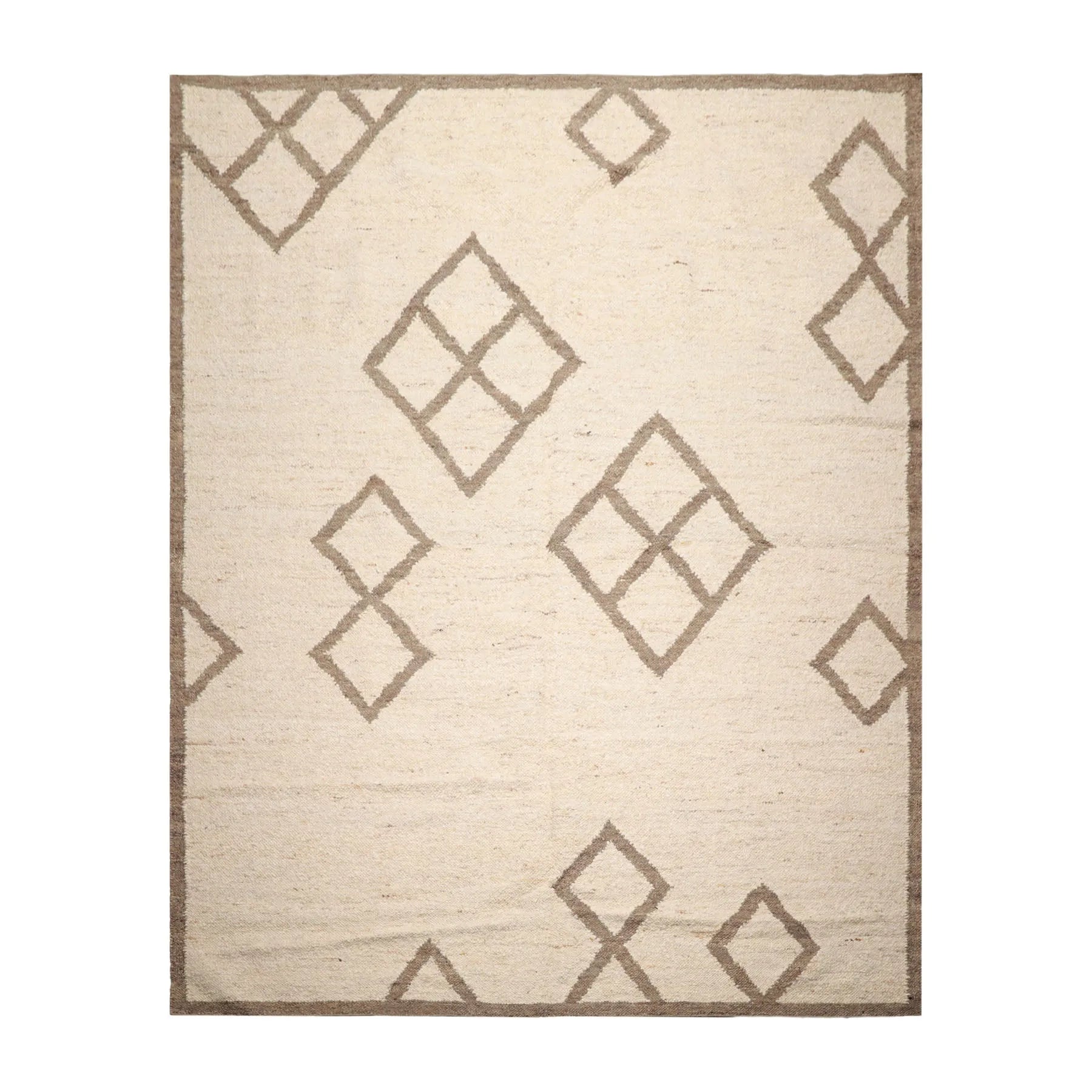 LoomBloom 9x12 Beige Hand Woven Contemporary Geometric Flatweave Wool Oriental Area Rug-1
