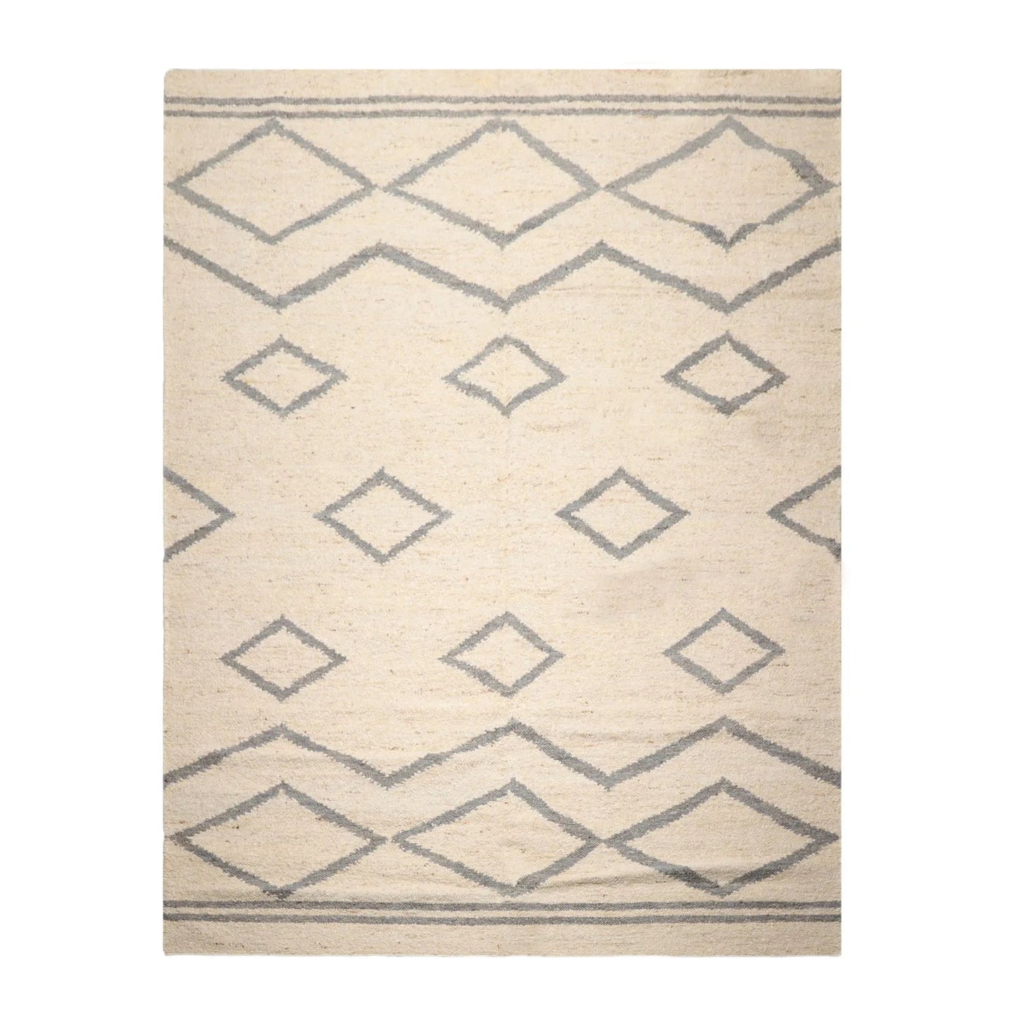 LoomBloom 9x12 Beige Hand Woven Contemporary Geometric Flatweave Wool Oriental Area Rug-1