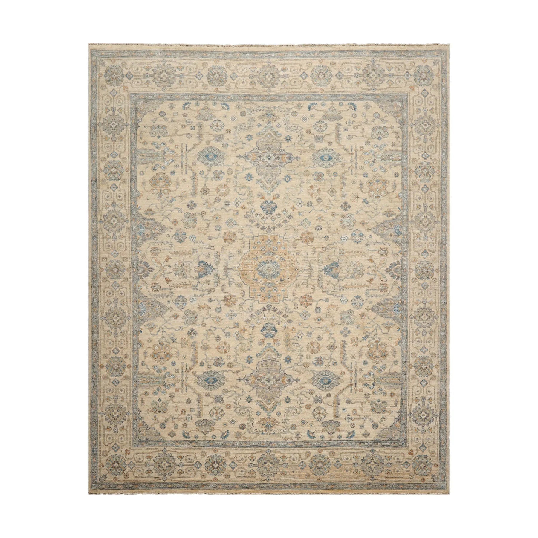 8x10 Beige Hand Knotted Traditional Wool Oriental Area Rug-1