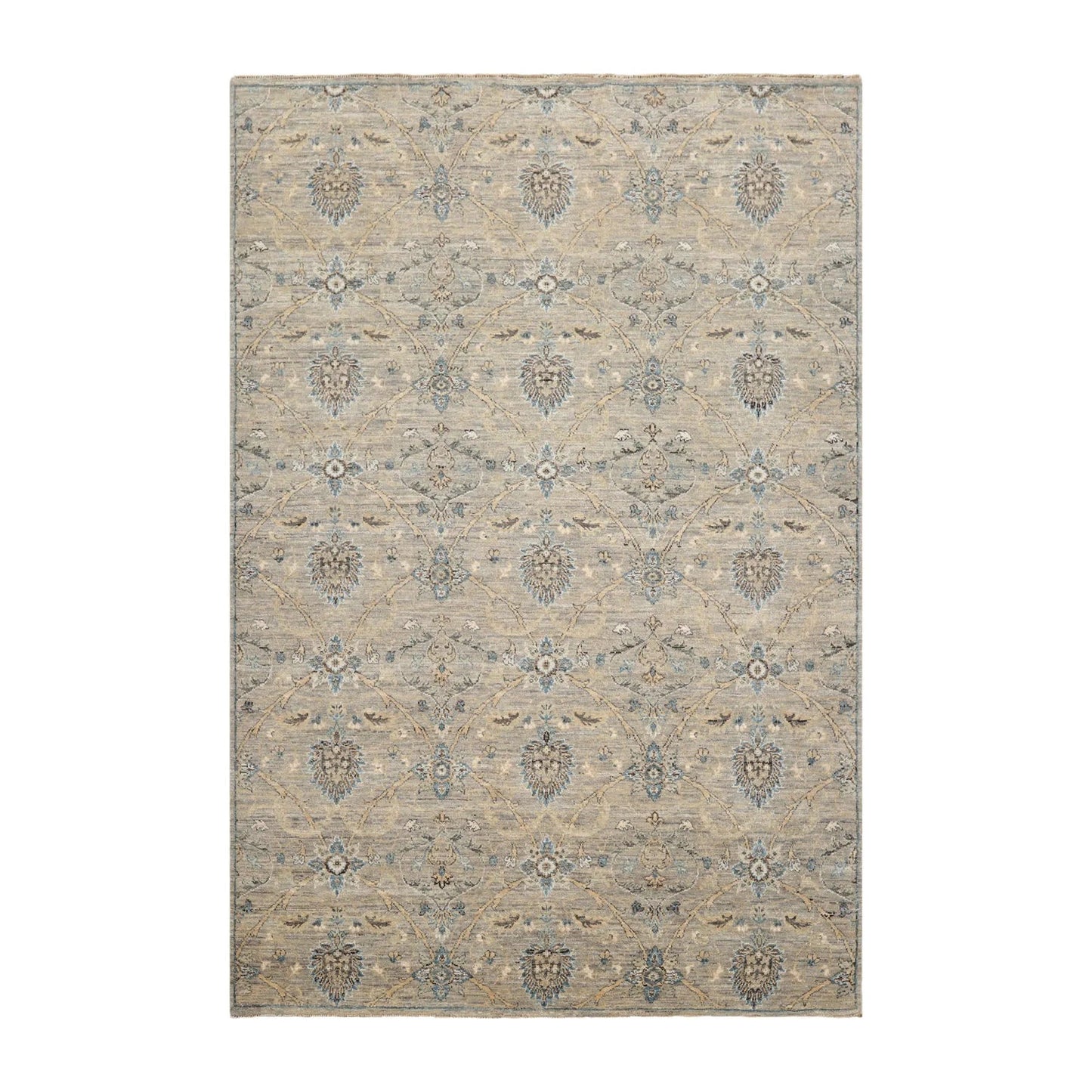 6x9 Gray Hand Knotted Traditional Wool Oriental Area Rug-1
