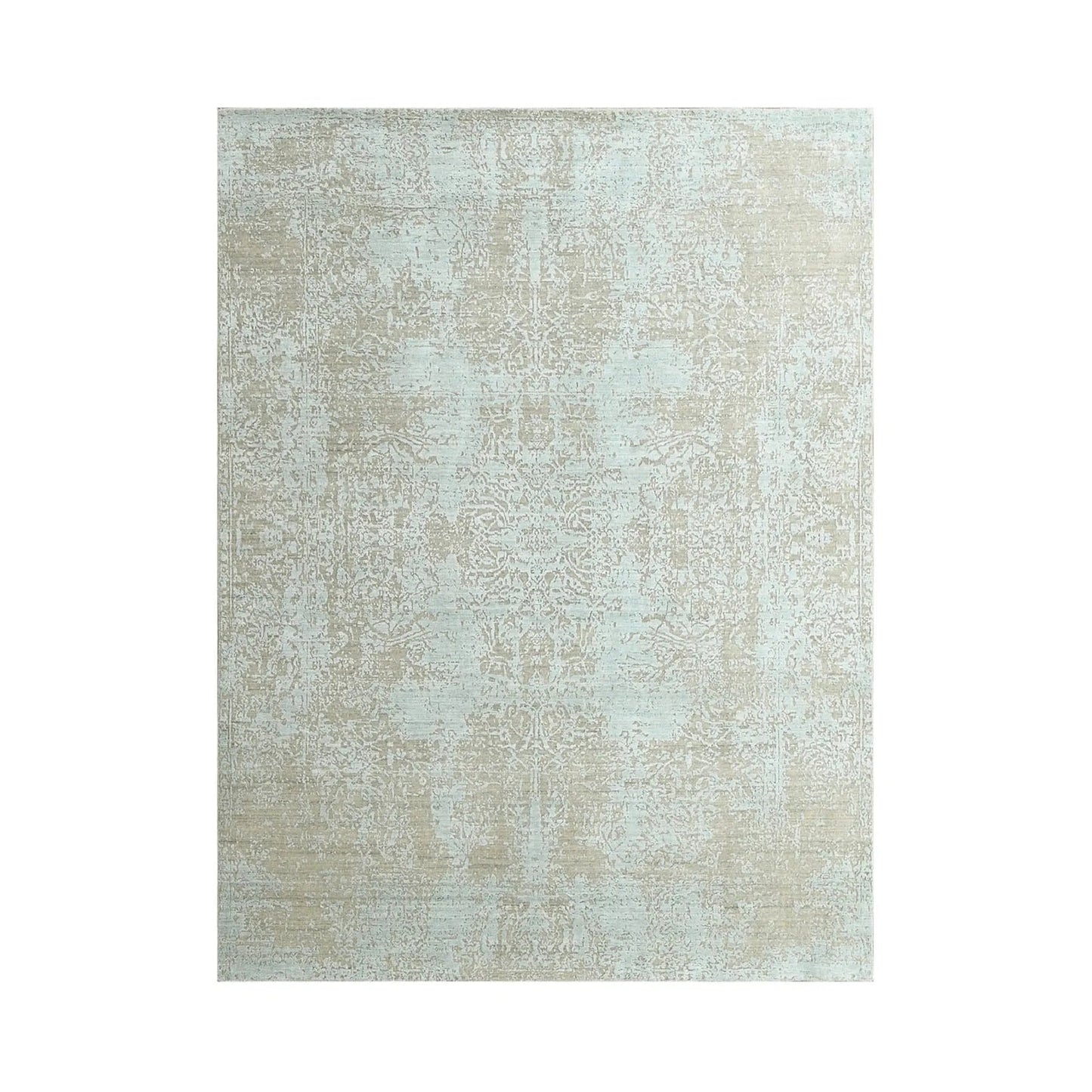 8x10 Blue, Gray Hand Knotted 100% Wool Transitional Oriental Area Rug-1