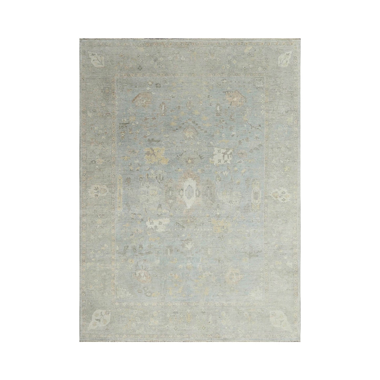 Multi Size Slate, Gray Hand Knotted Afghan Oushak 100% Wool Oushak Traditional Oriental Area Rug-2