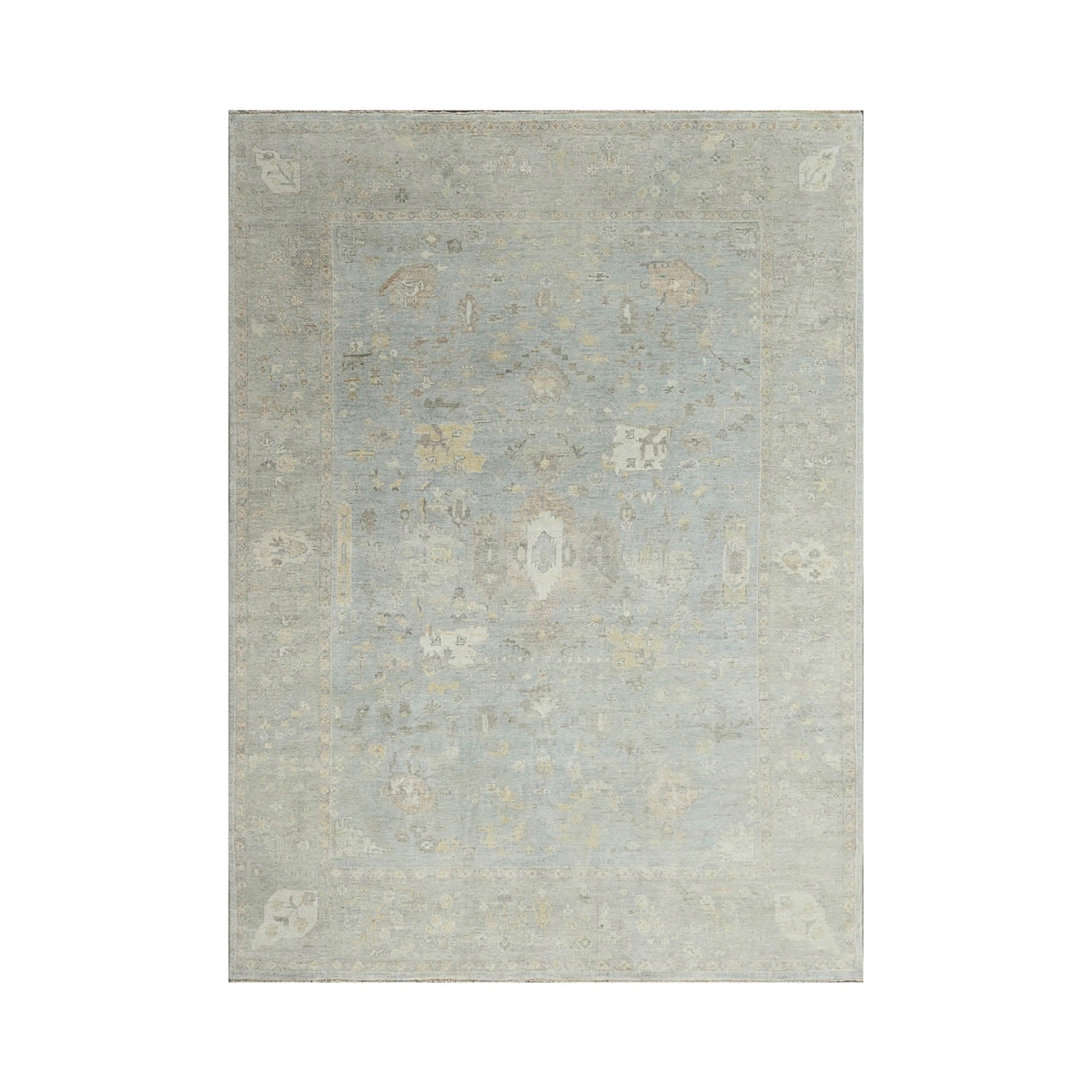 Multi Size Slate, Gray Hand Knotted Afghan Oushak 100% Wool Oushak Traditional Oriental Area Rug-2