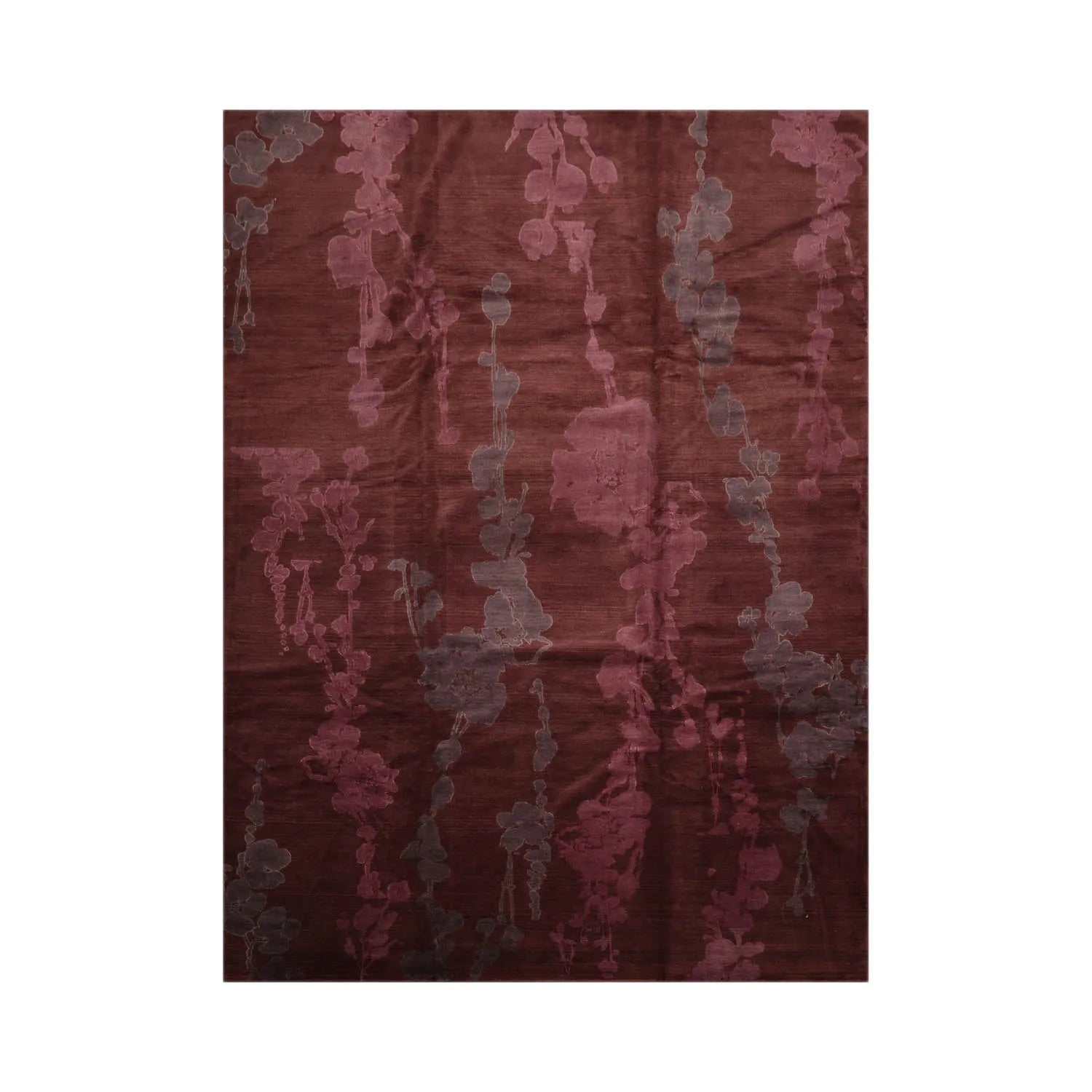 9x12 Chocolate, Aubergine Hand Knotted Tibetan Wool and Silk Michaelian & Kohlberg Transitional Oriental Area Rug-1