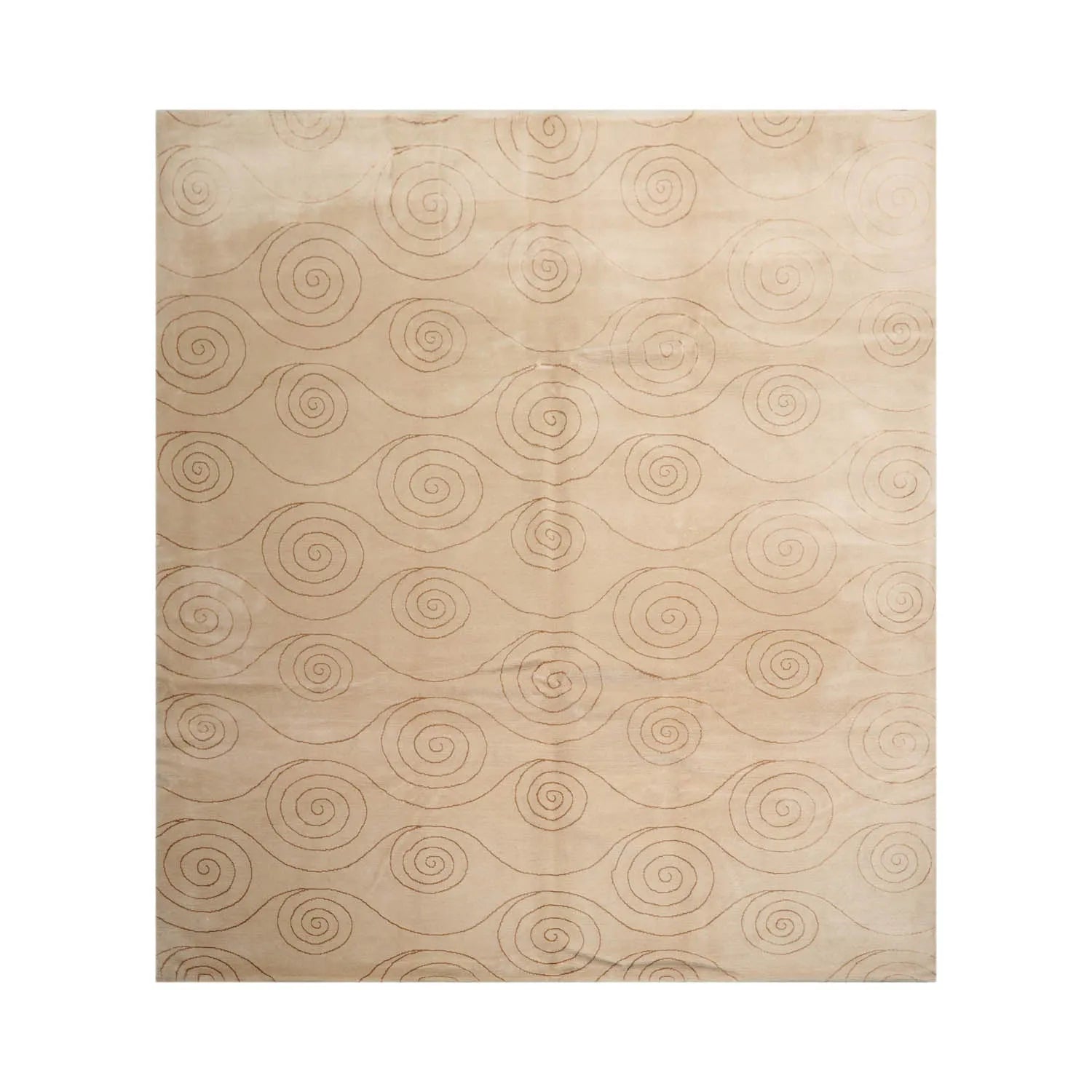8x10 Beige,Gold Hand Knotted Tibetan Wool and Silk Tufenkian Modern & Contemporary Oriental Area Rug-1
