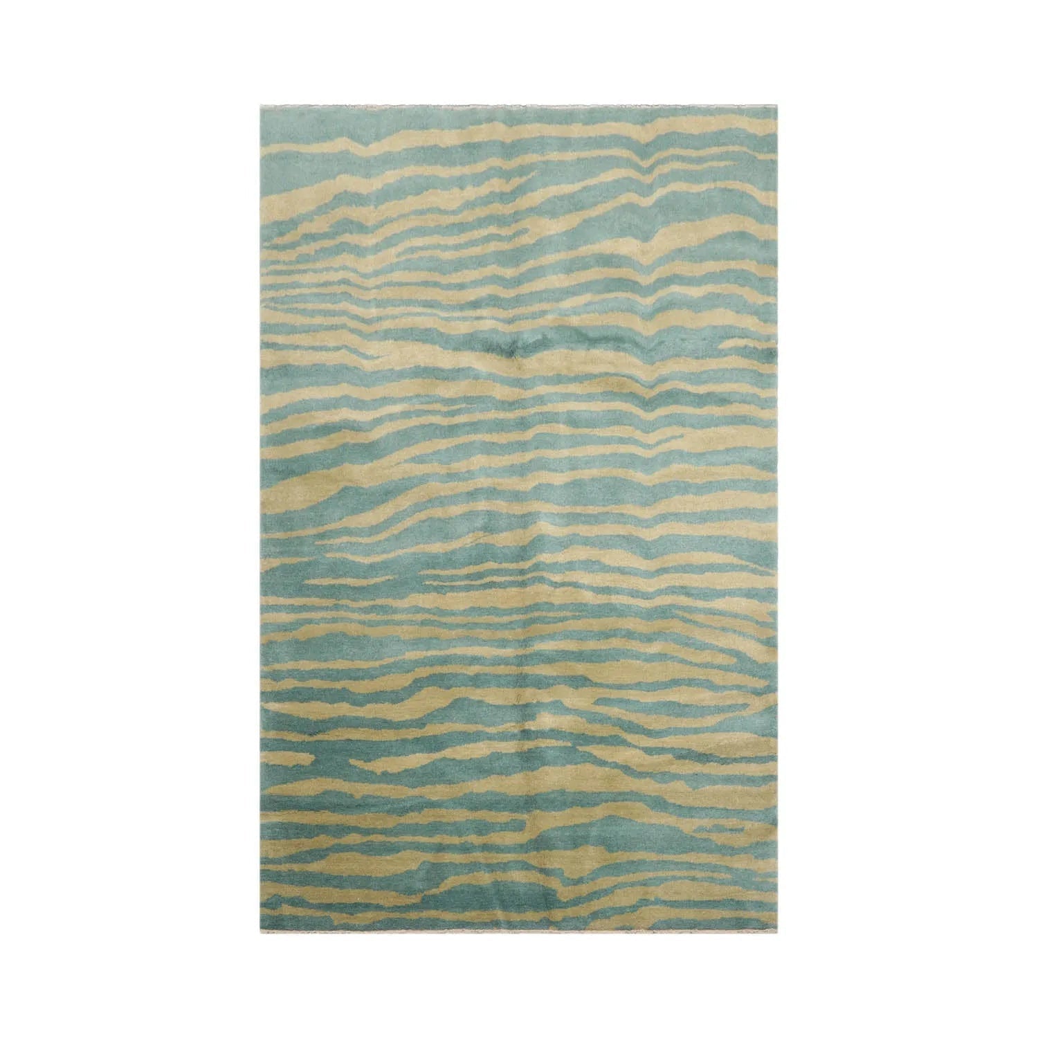 5x7 Turquoise, Mint Hand Knotted Tibetan 100% Wool Michaelian & Kohlberg Modern & Contemporary Oriental Area Rug-1