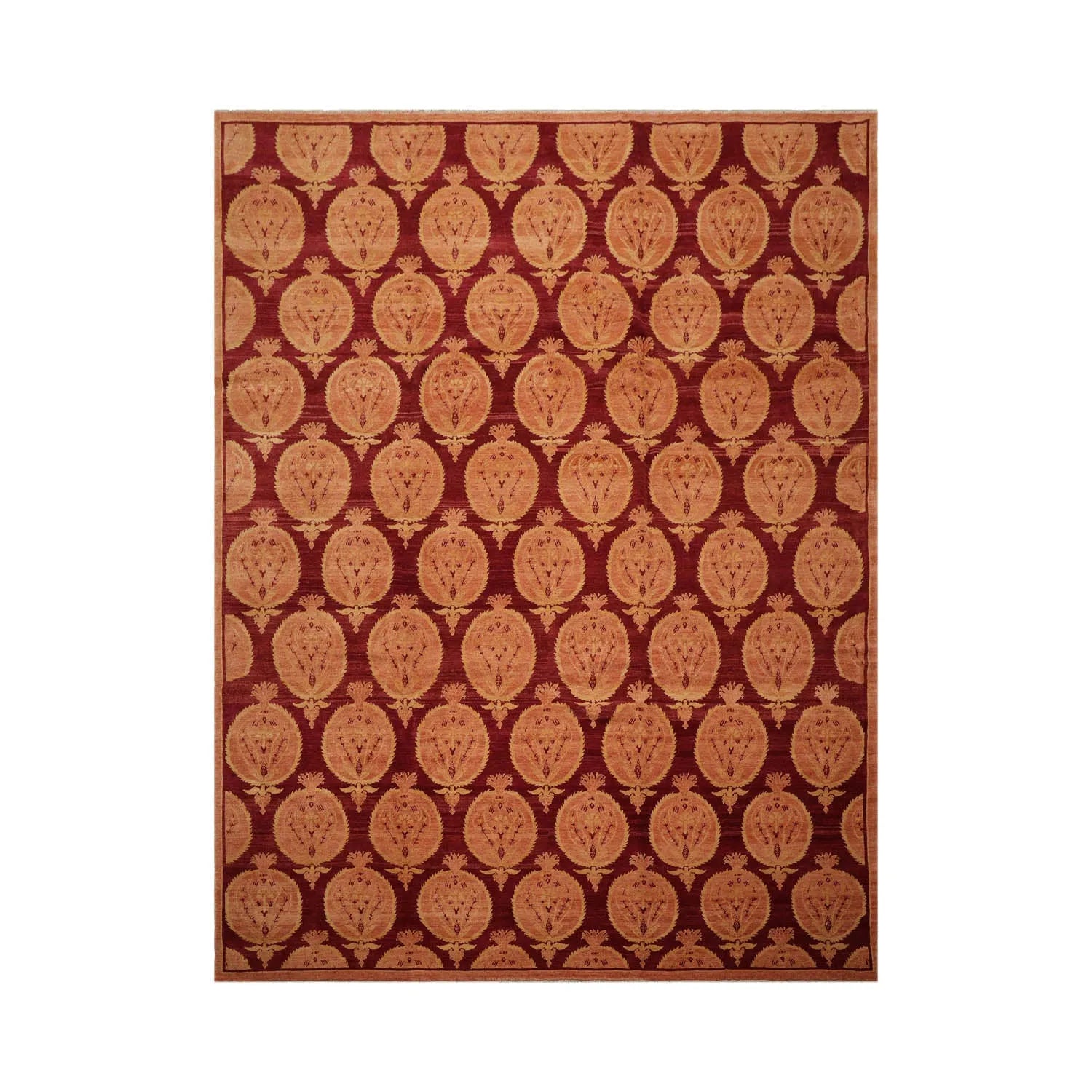 9x12 Rust, Peach Hand Knotted Tibetan 100% Wool Michaelian & Kohlberg Transitional Oriental Area Rug-1