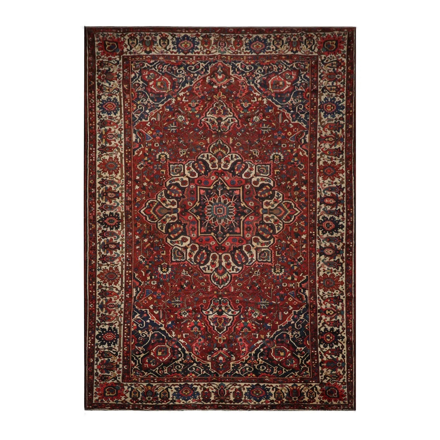 11'4''x16'1'' Palace Rust, Ivory Hand Knotted 100% Wool Bhakhtiari Traditional Oriental Area Rug-1