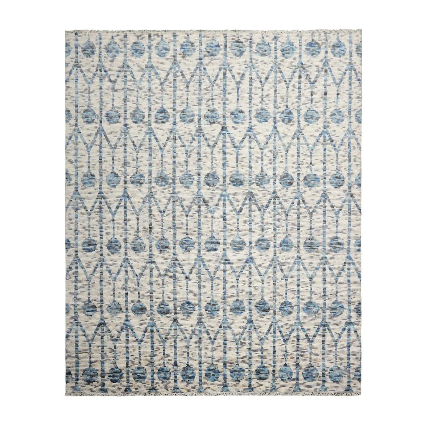 LoomBloom 8x10 White, Gray Hand Knotted Oushak 100% Wool Modern & Contemporary Oriental Area Rug Off-1