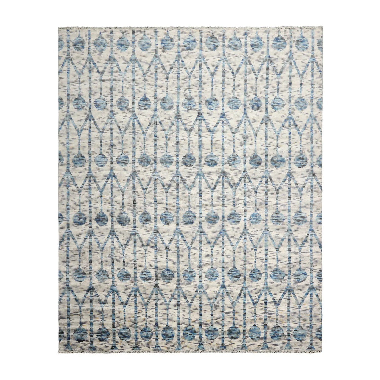 LoomBloom 8x10 White, Gray Hand Knotted Oushak 100% Wool Modern & Contemporary Oriental Area Rug Off-1