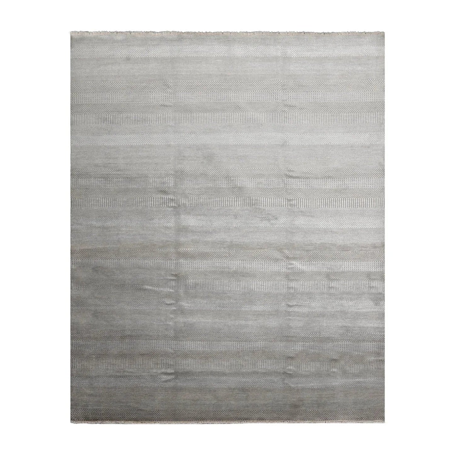 LoomBloom 8x10 Tone On Tone Gray Hand Knotted Tibetan Wool and Silk Tibetan Modern & Contemporary Oriental Area Rug-1
