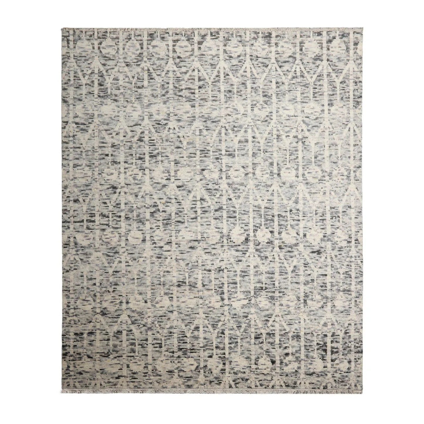 LoomBloom 8x10 Ivory, Gray Hand Knotted Oushak 100% Wool Art Deco Oriental Area Rug-1