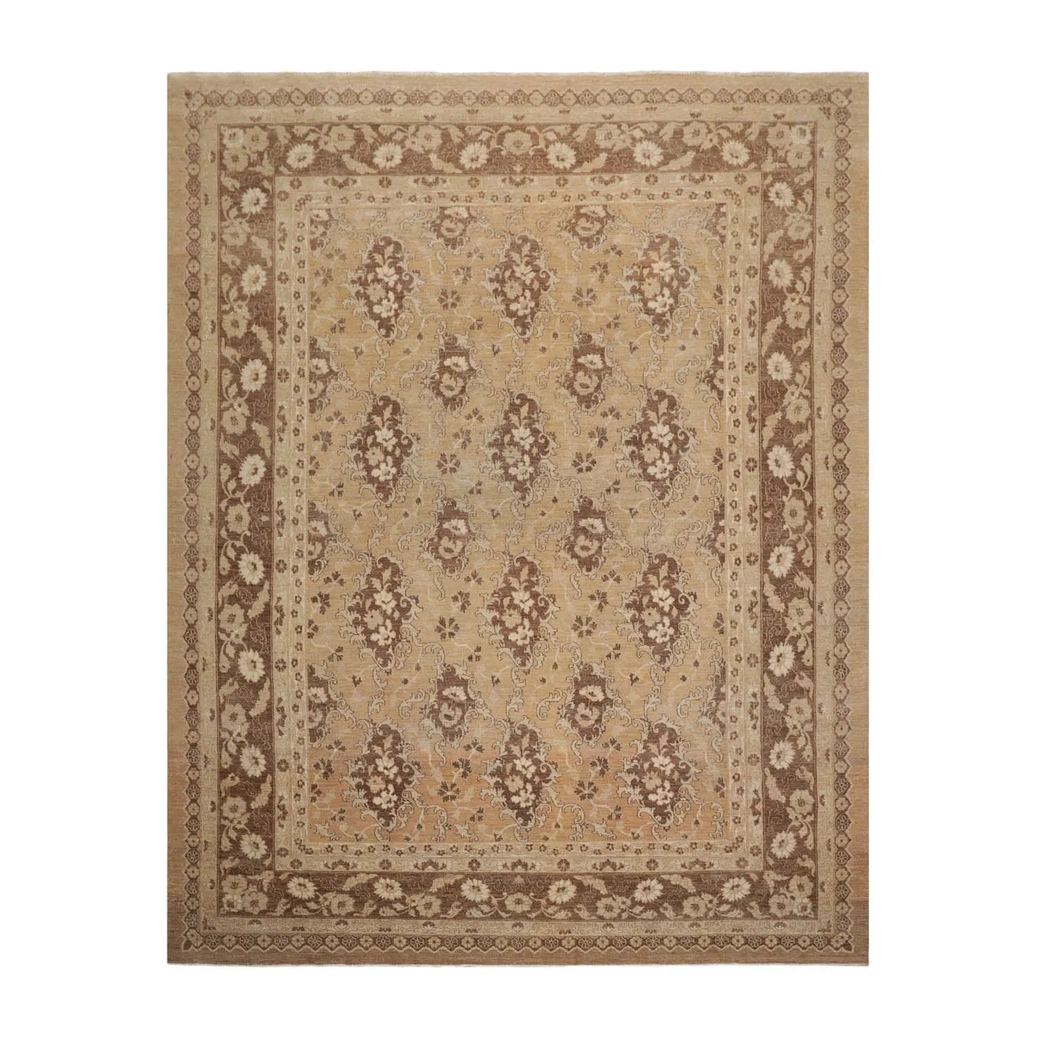 8x10 Tan, Beige Hand Knotted 100% Wool Chobi Peshawar Traditional 200 KPSI Oriental Area Rug-1