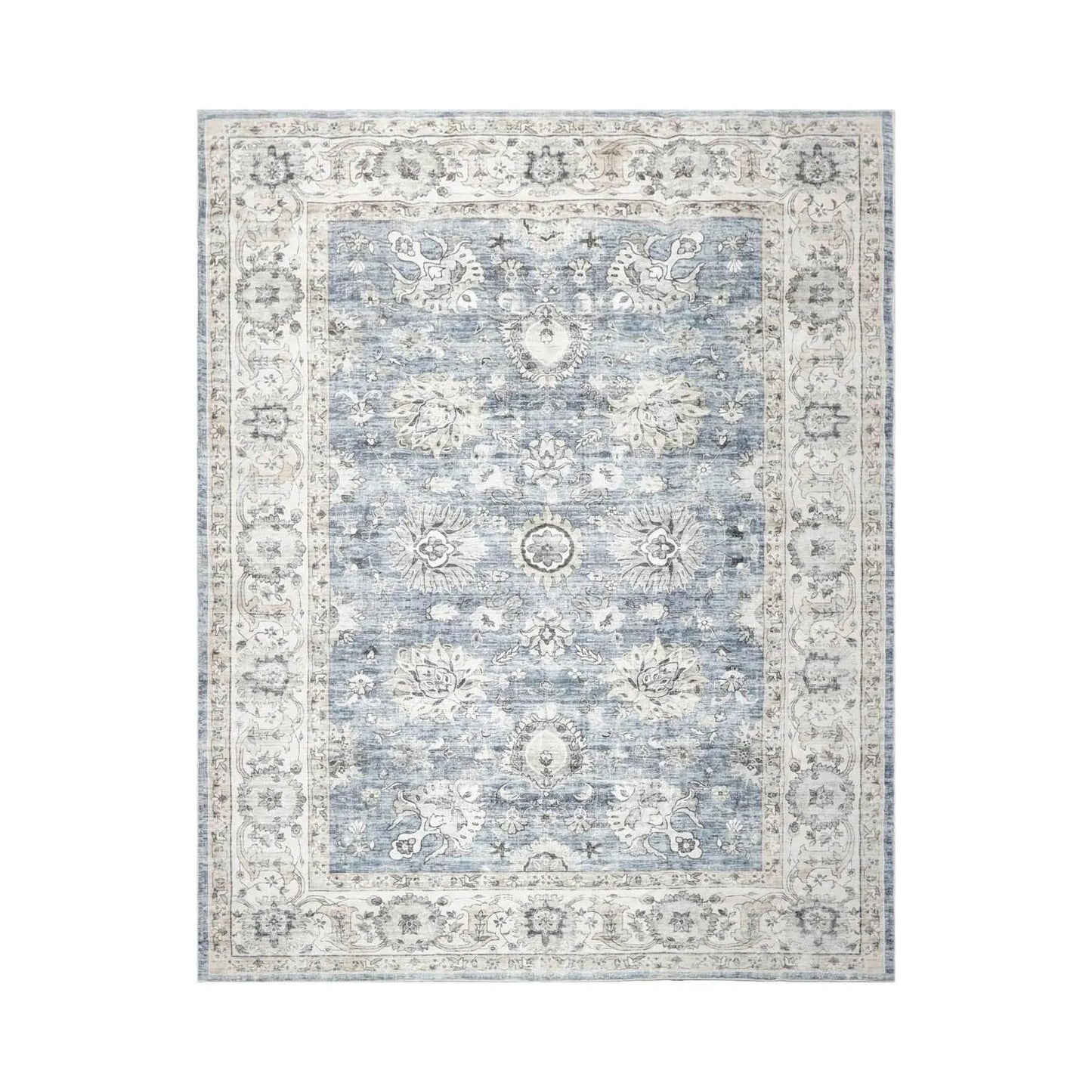 Multi Size Slate Machine Made Traditional washable Polyester Oriental Area Rug-1