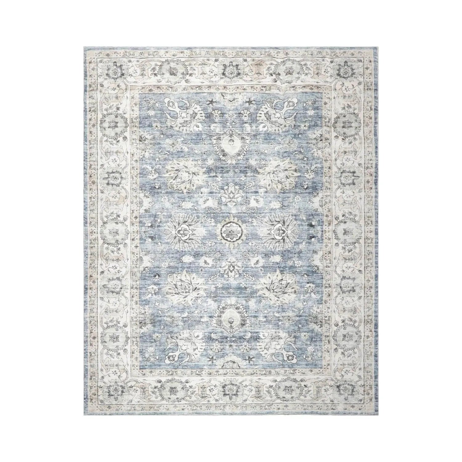 Multi Size Slate Machine Made Traditional washable Polyester Oriental Area Rug-1