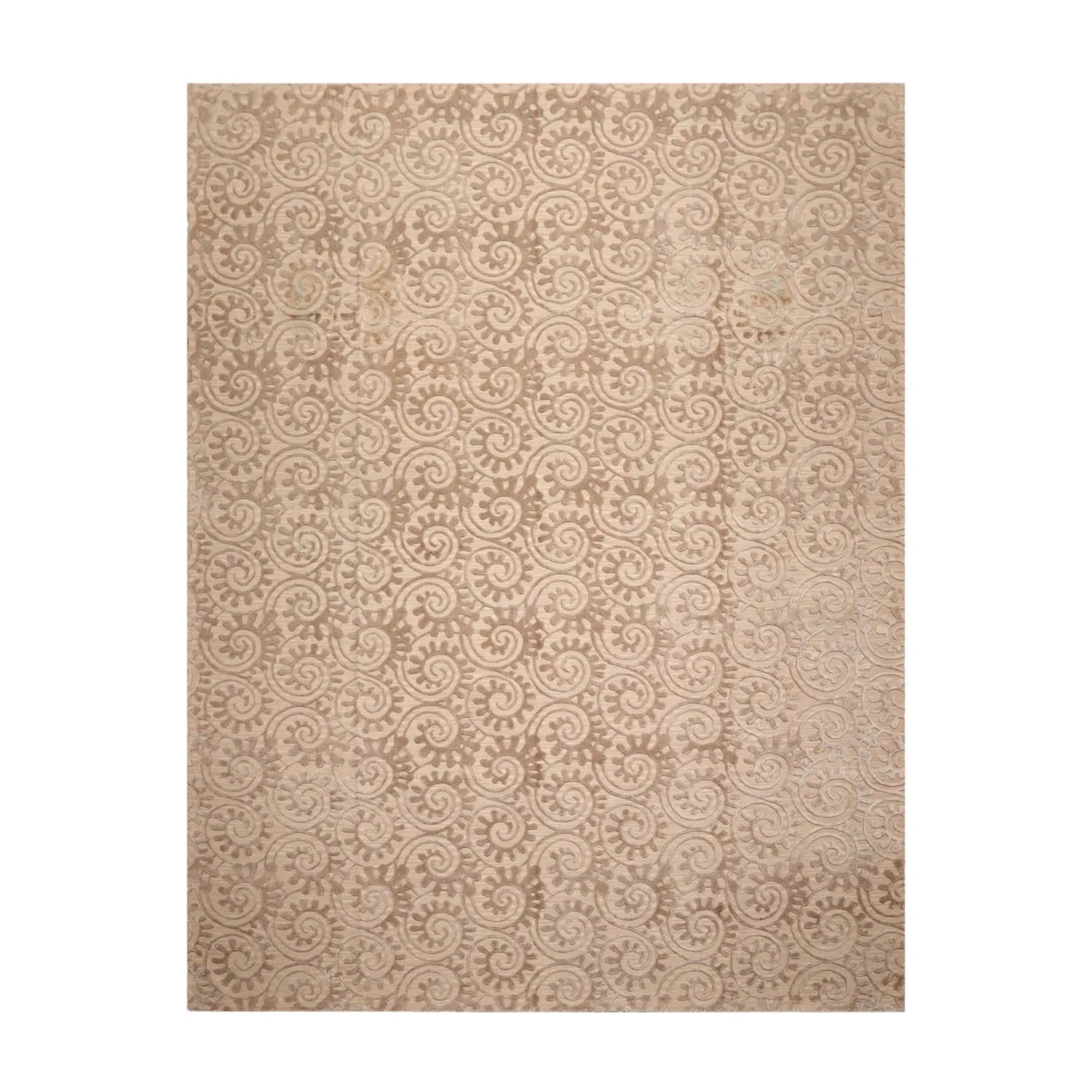 9x12 Hand Woven Wool & Silk Aubusson Savonnerie Floral Area Rug Tan-1