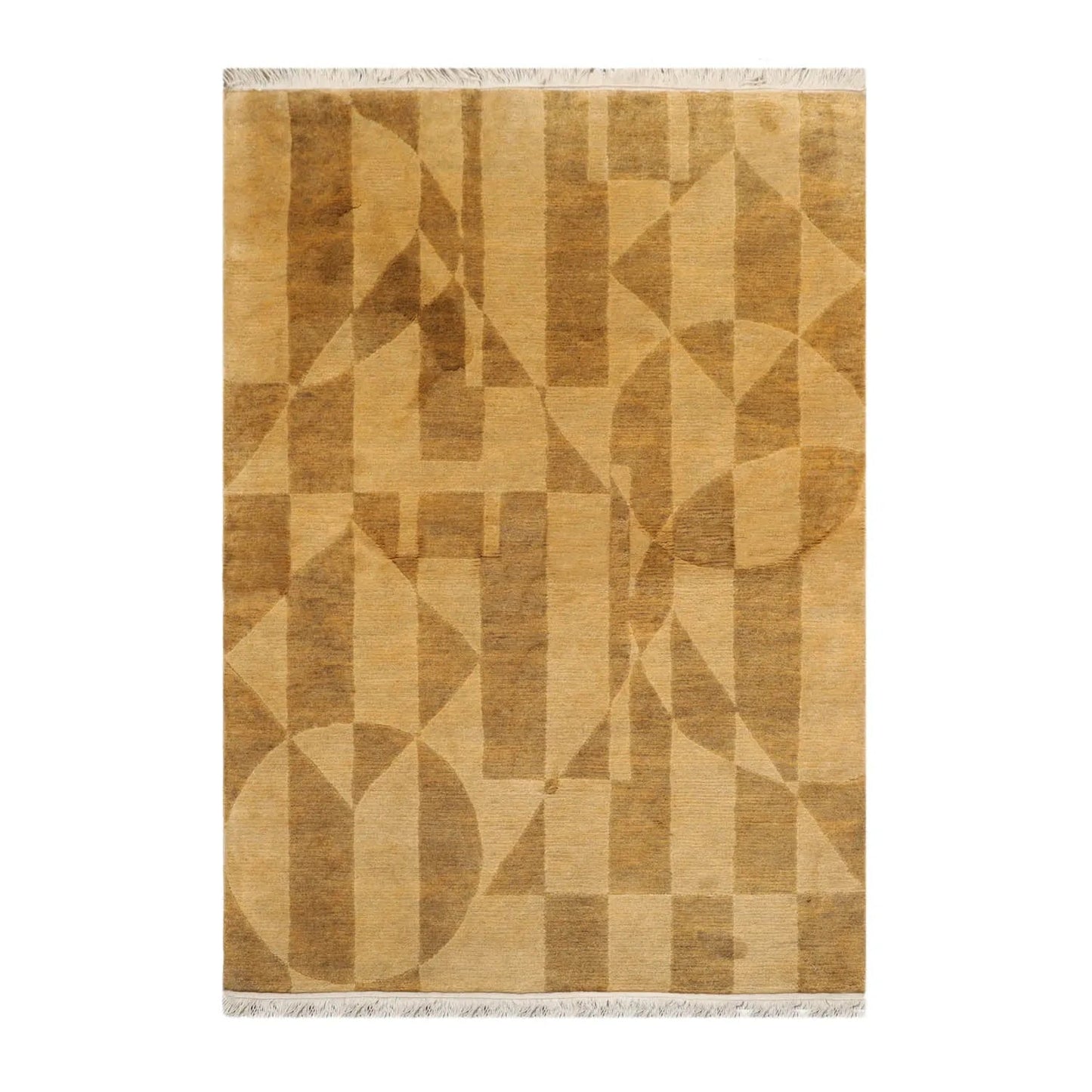 4x6 Gold Hand Knotted Tibetan Contemporary Wool Oriental Area Rug-1