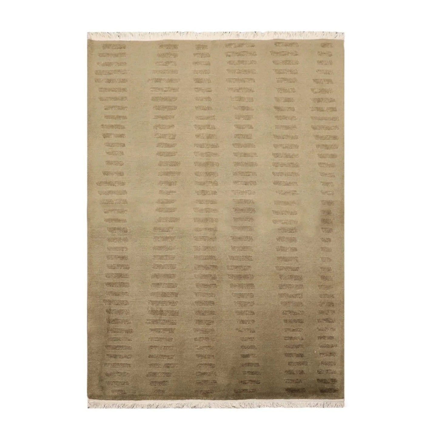 4x6 Olive Green Hand Knotted Tibetan Modern Abstract Wool Oriental Area Rug-1