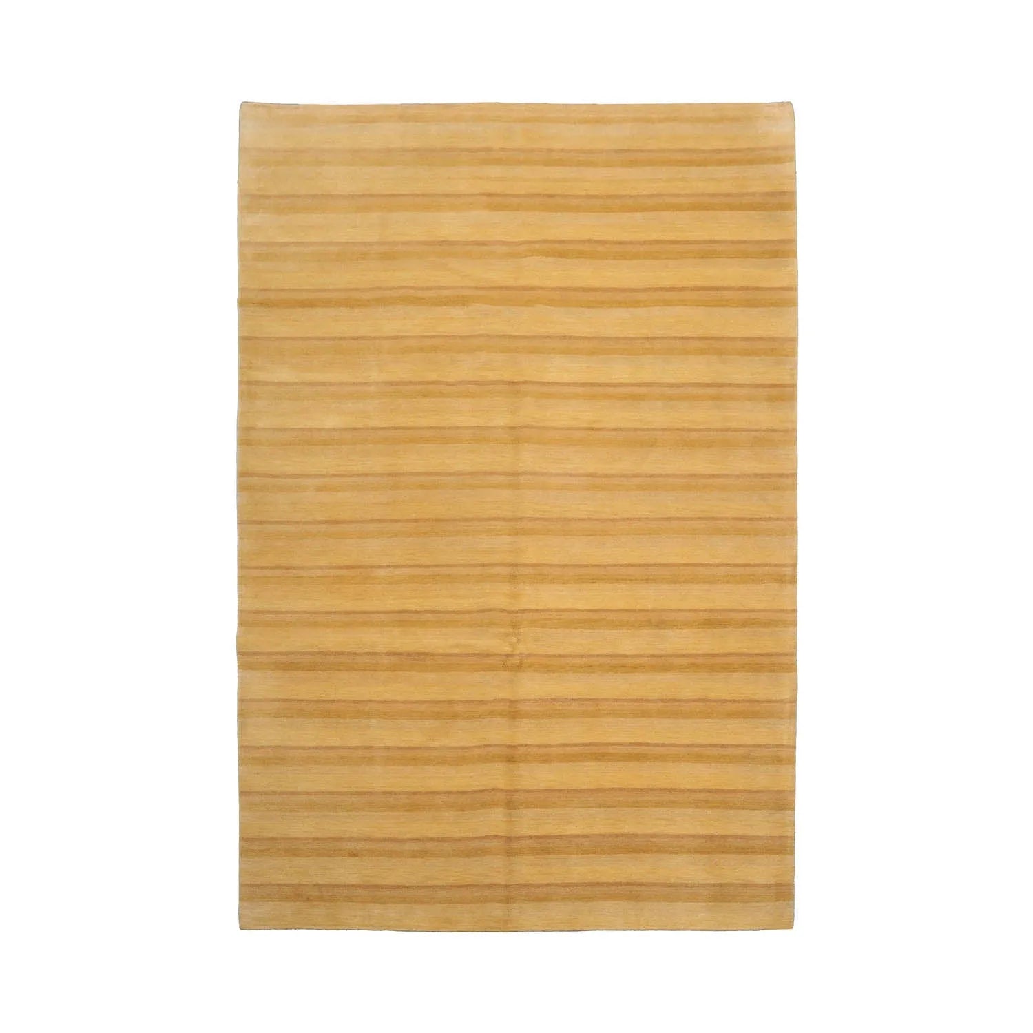 6x9 Gold Hand Knotted Tibetan Modern Striped Wool Oriental Area Rug-1