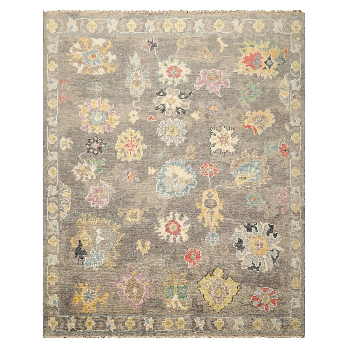 LoomBloom Multi Sizes Taupe Hand Knotted Transitional  Arts & Crafts Oushak Wool Oriental Area Rug-4
