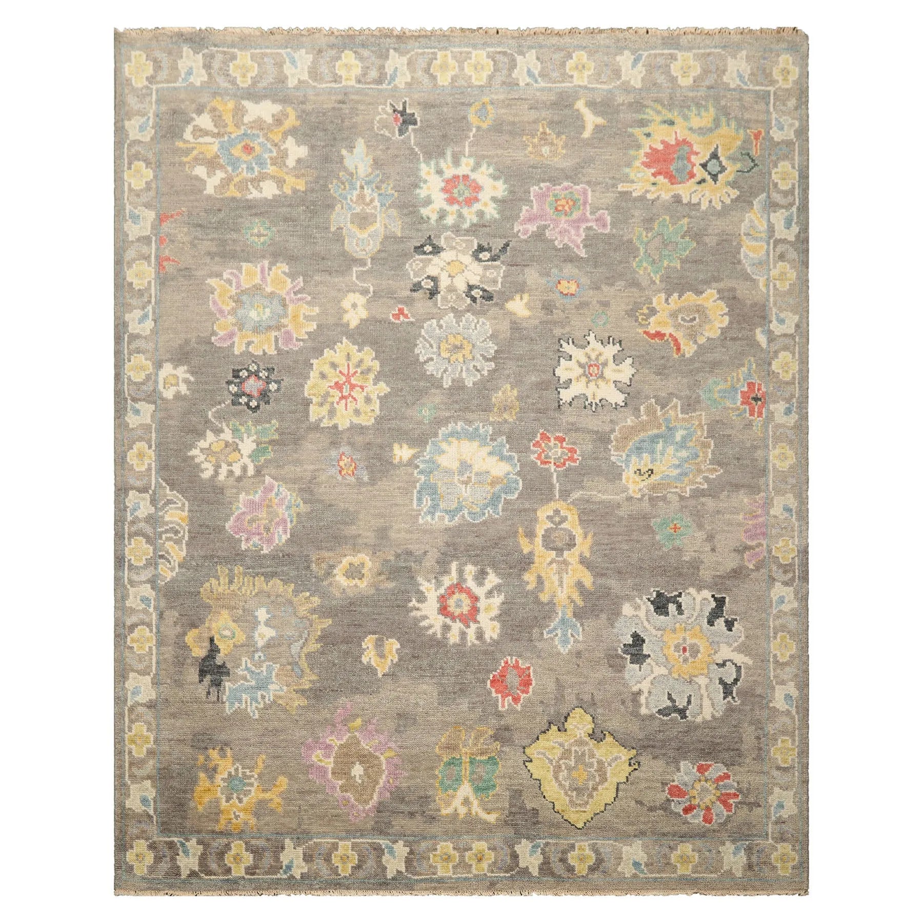 LoomBloom Multi Sizes Taupe Hand Knotted Transitional  Arts & Crafts Oushak Wool Oriental Area Rug-4