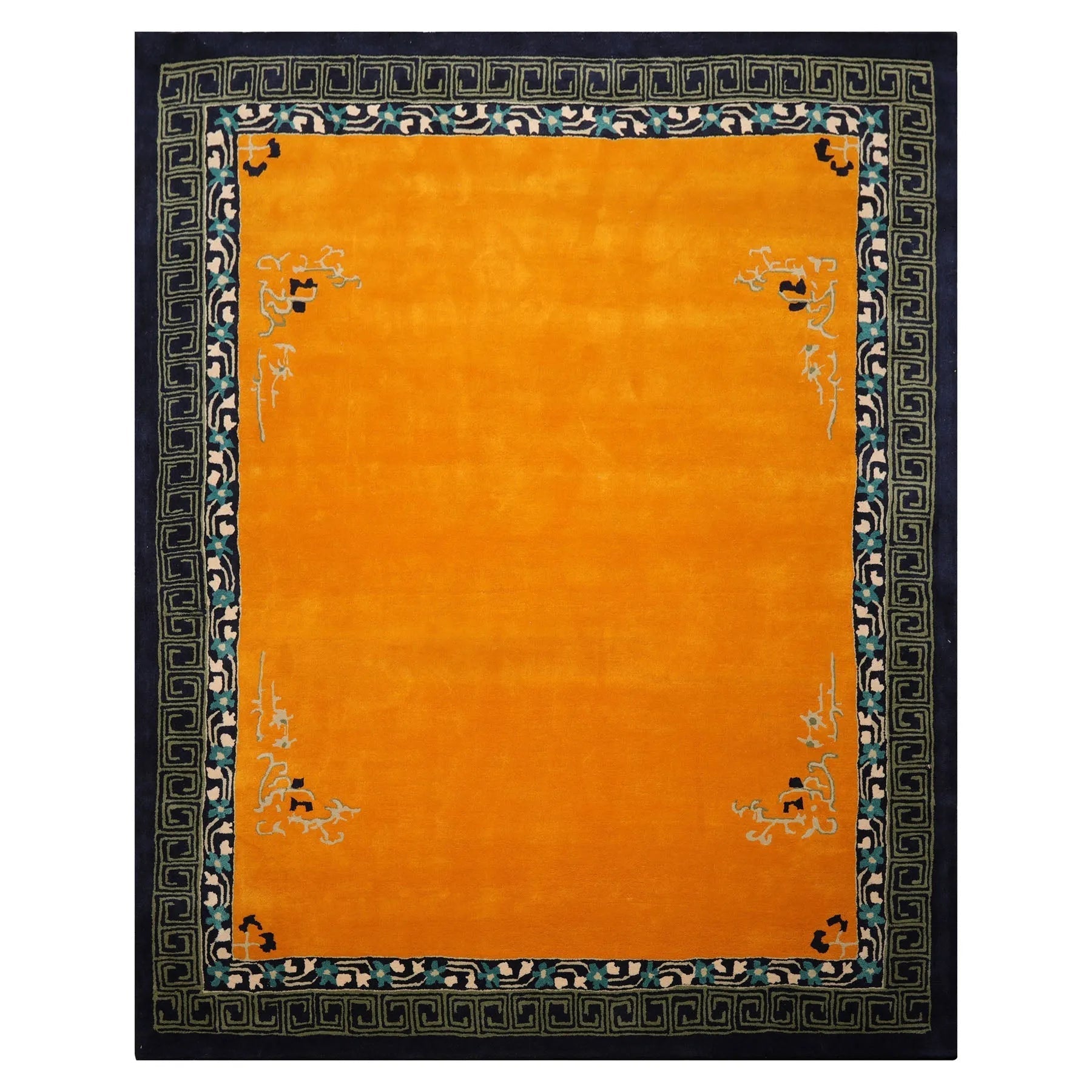 LoomBloom Multi Size Gold Hand Tufted Greek Key Chinese Art Deco New Zealand Wool Oriental Area Rug-1
