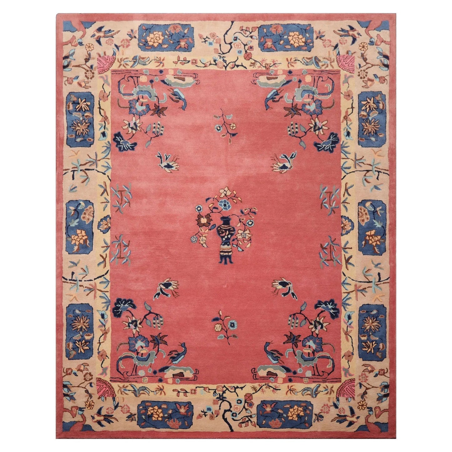 LoomBloom  Multi Sizes  Bubblegum Pink Hand Tufted Floral Vase Chinese Art Deco New Zealand Wool Oriental Area Rug-1