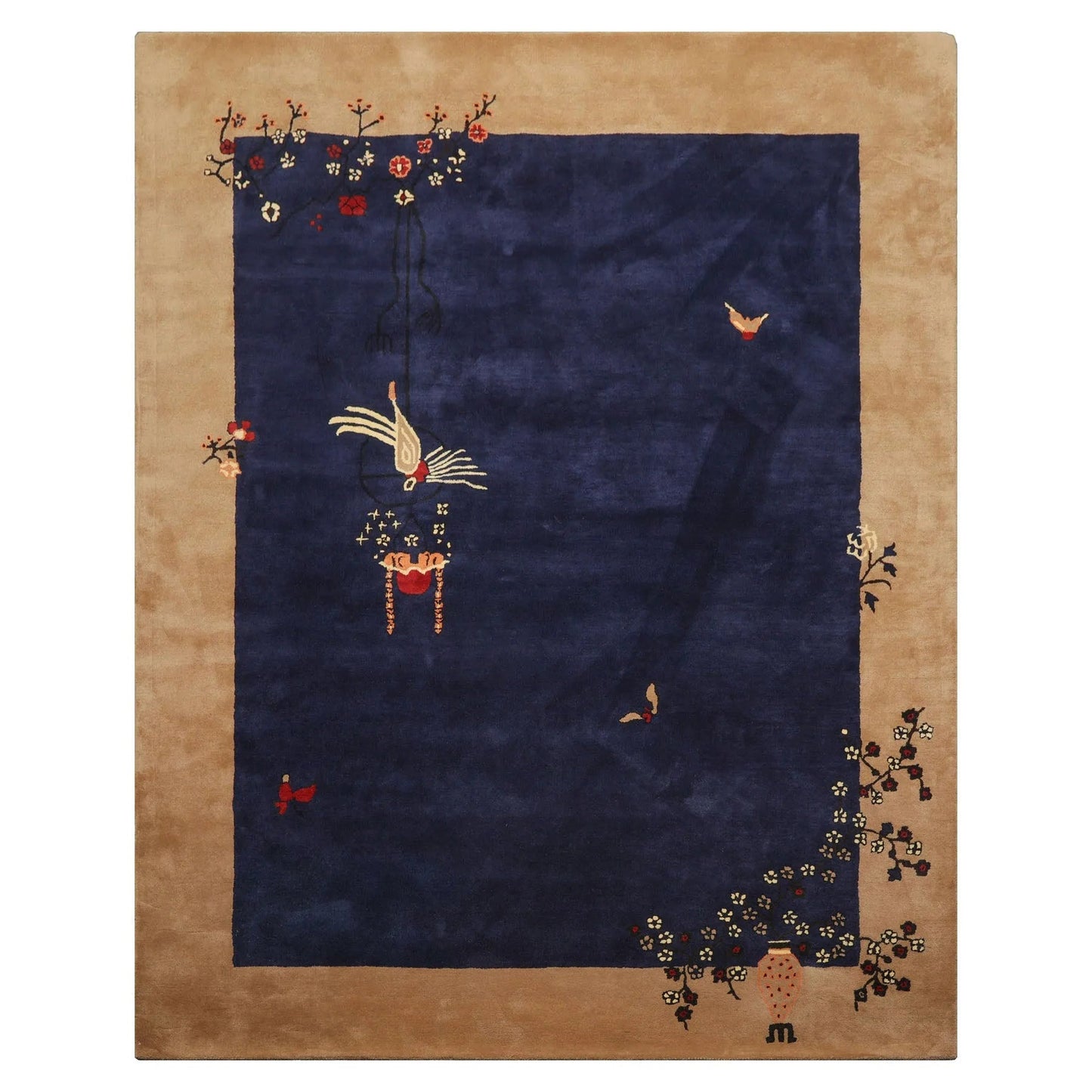 LoomBloom Multi Size Navy Hand Tufted Vase Transitional Chinese Art Deco New Zealand Wool Oriental Area Rug-3