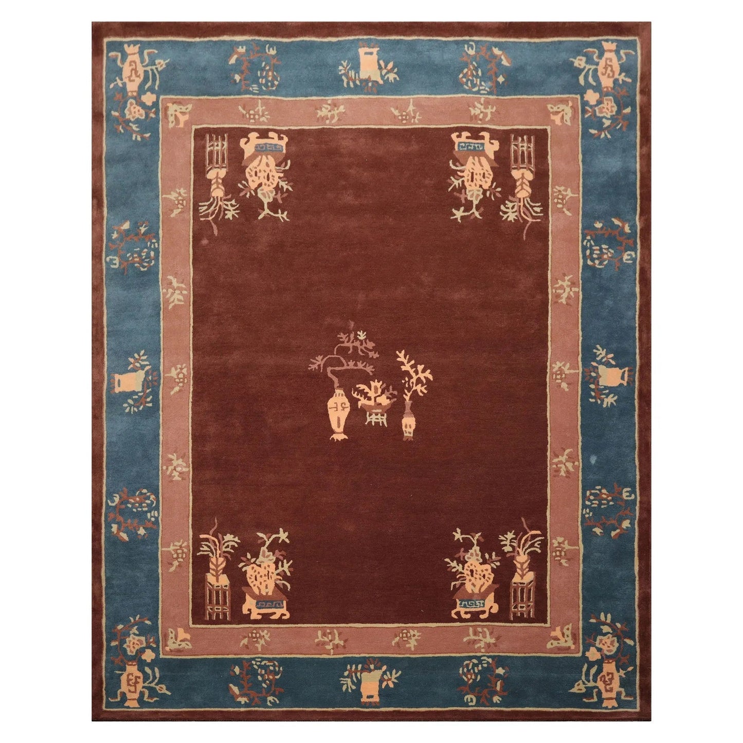 LoomBloom Multi Size Brown Hand Tufted Vase Transitional Chinese Art Deco New Zealand Wool Oriental Area Rug-4