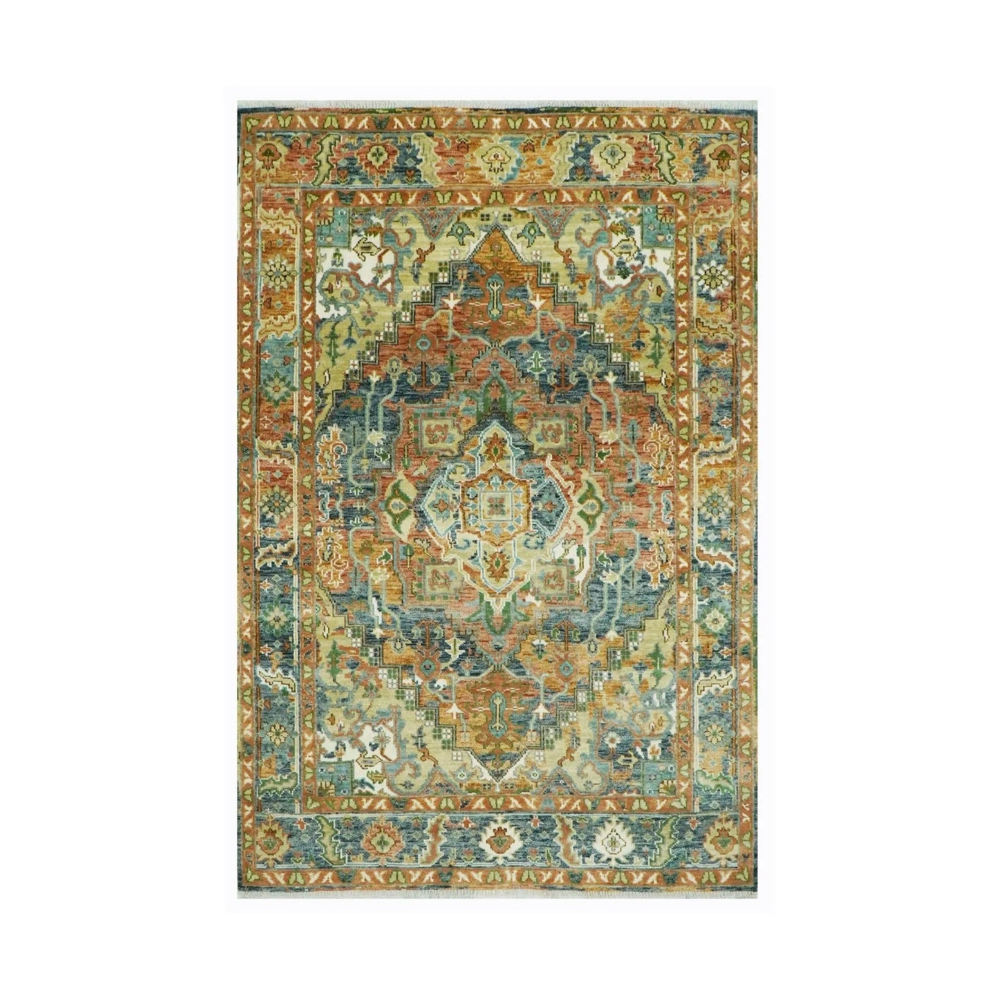 Multi Size Rust Hand Knotted Traditional Oushak Turkish 100% Wool Oriental Area Rug-1