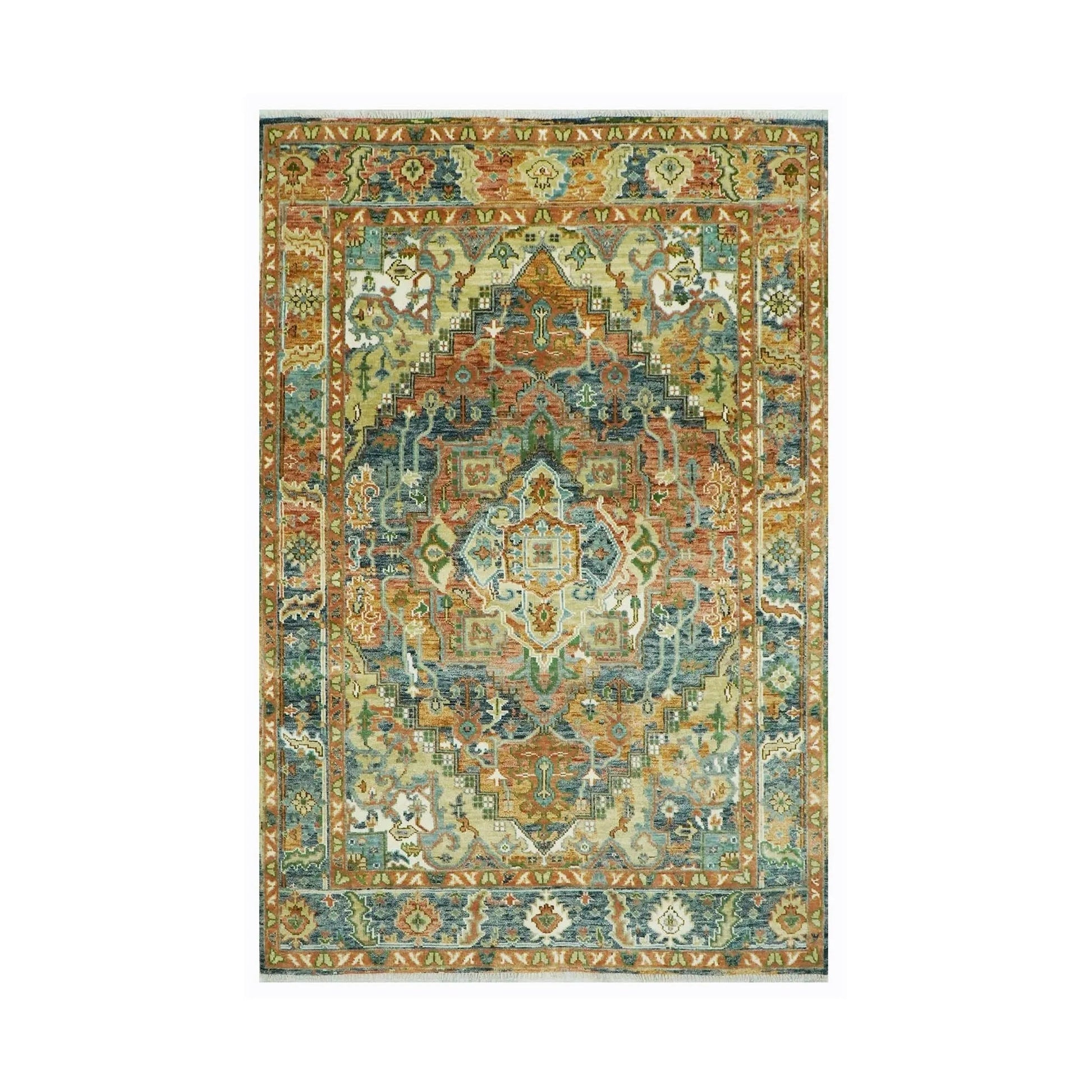 Multi Size Rust Hand Knotted Traditional Oushak Turkish 100% Wool Oriental Area Rug-1
