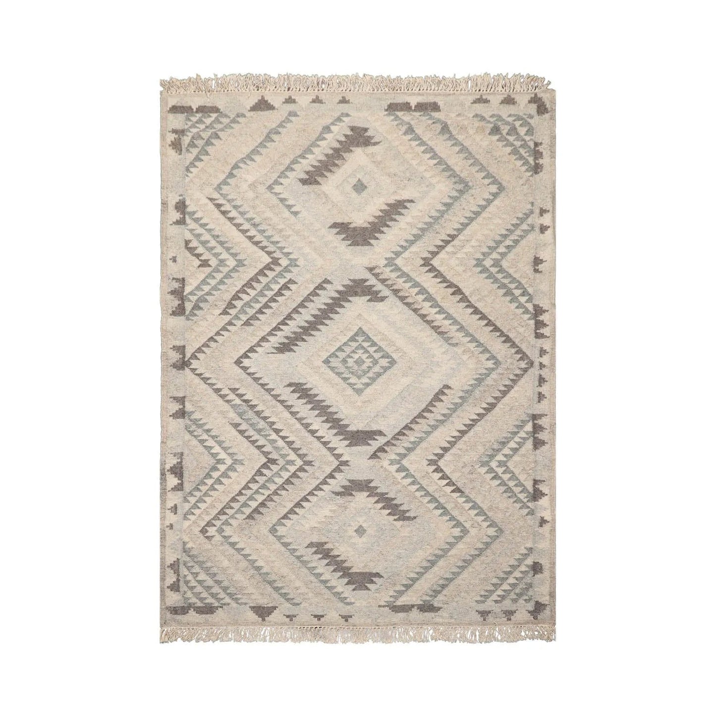 LoomBloom 5x8 Southwestern Beige Handcrafted Wool Kilim Rug-1