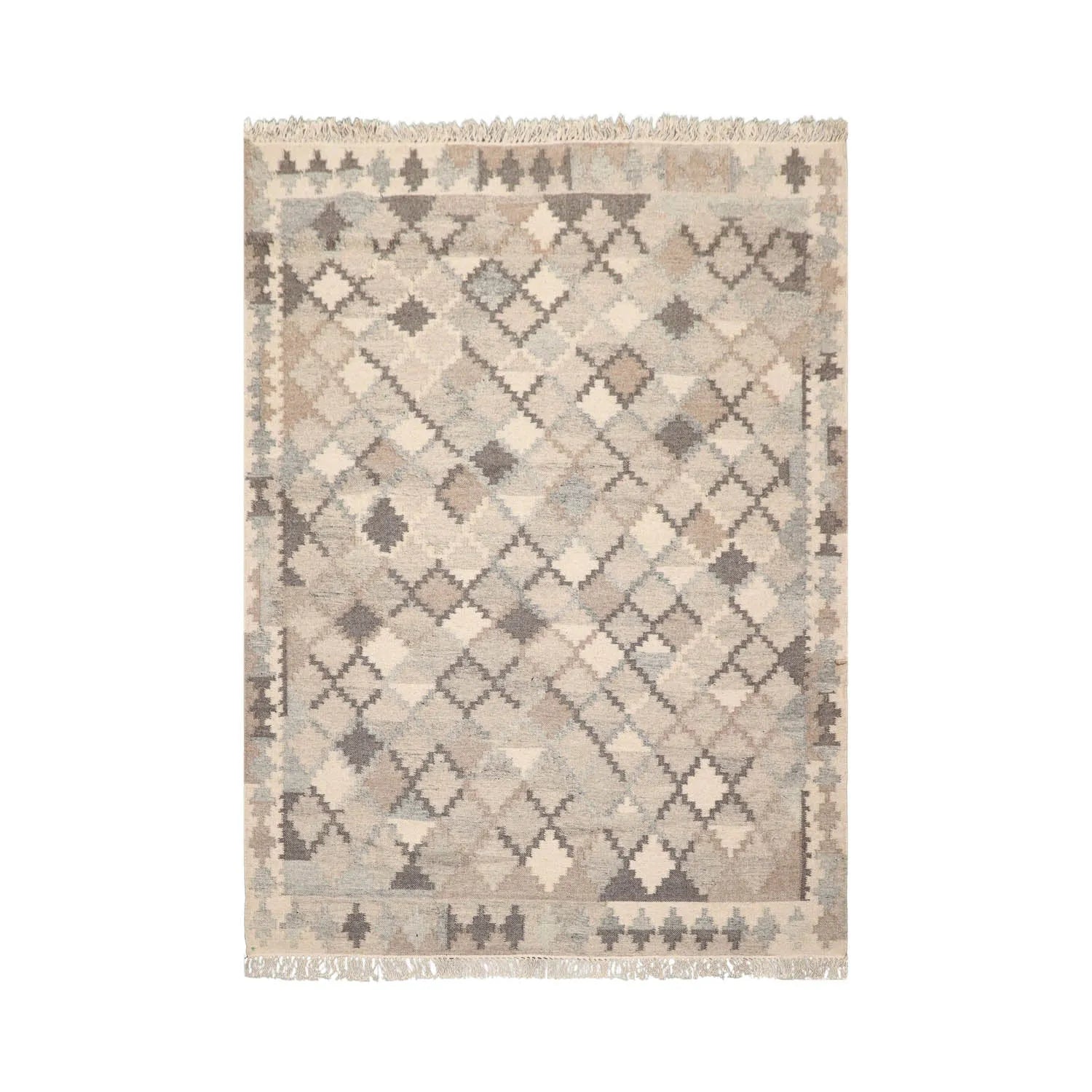 LoomBloom 5x8 Southwestern Beige Handcrafted Wool Kilim Rug-1