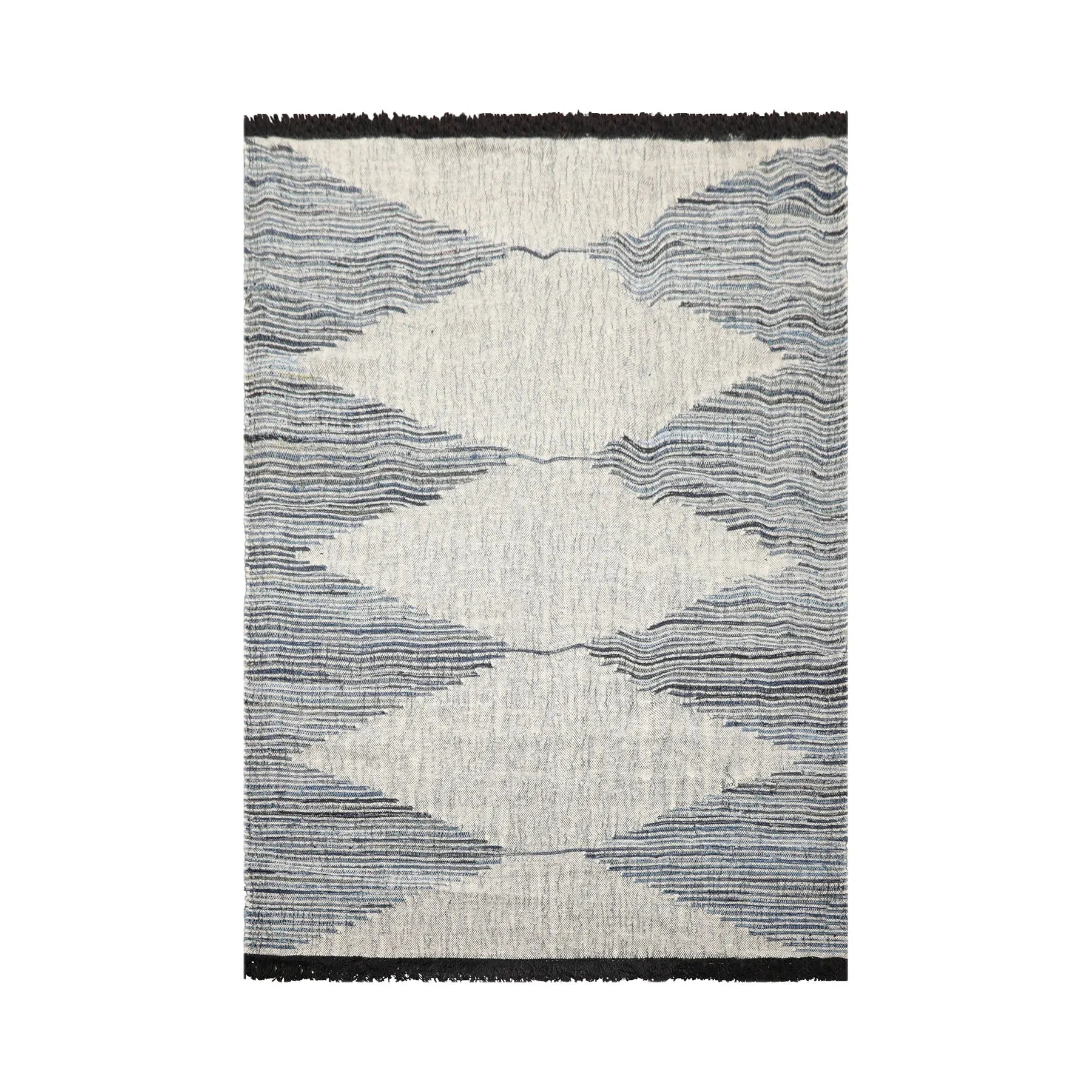 LoomBloom Geometric Kilim Wool Ivory Hand-Woven 5x8 Area Rug-1
