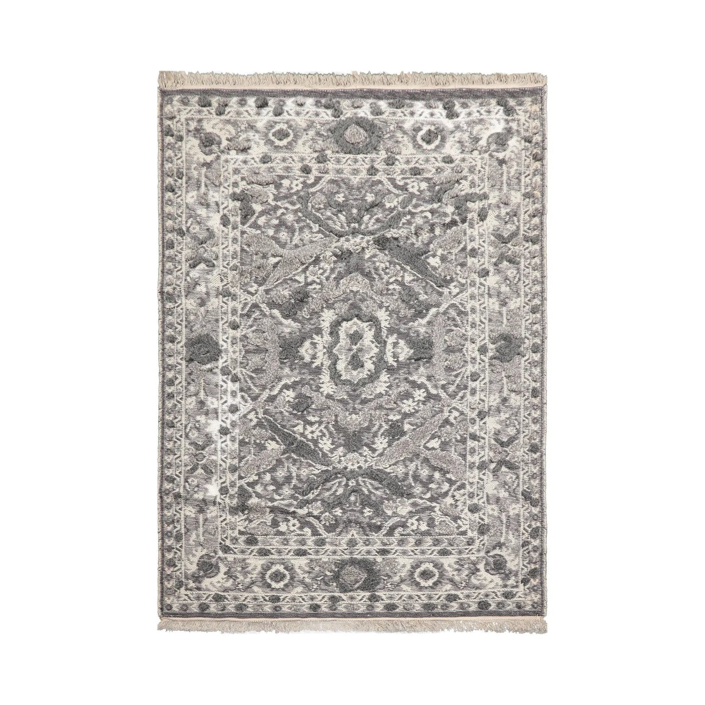 LoomBloom White Oriental Area Rug 5x8 Hand Woven Traditional Kilim Wool-1