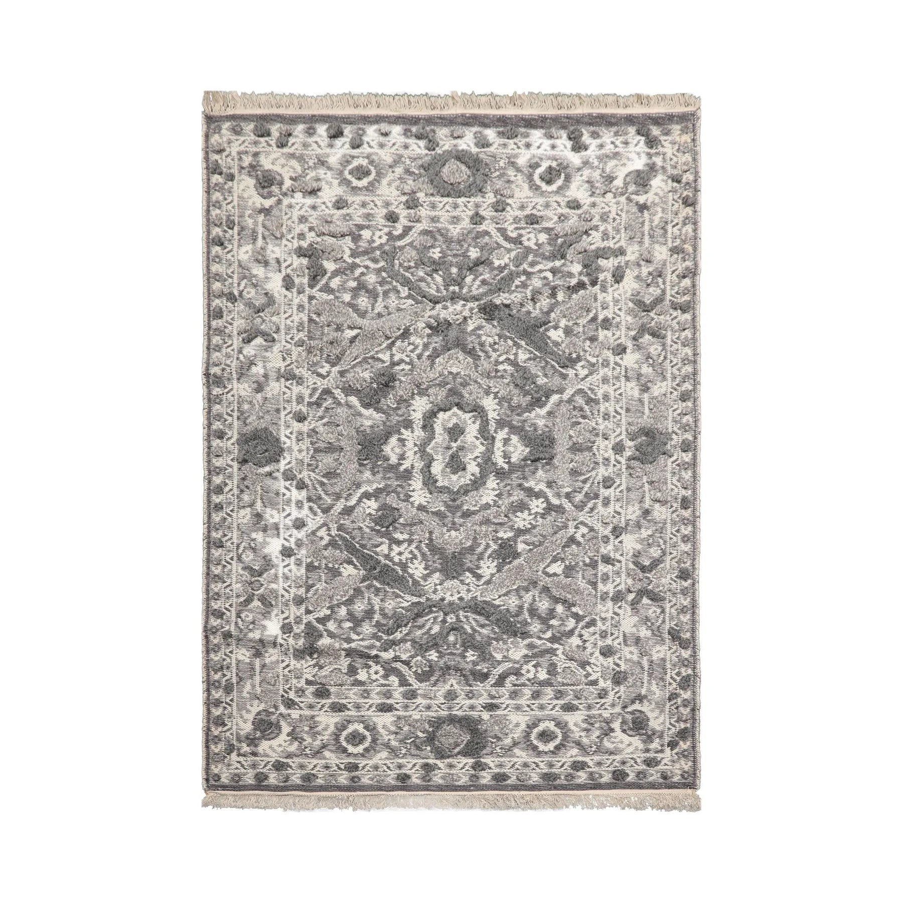 LoomBloom White Oriental Area Rug 5x8 Hand Woven Traditional Kilim Wool-1