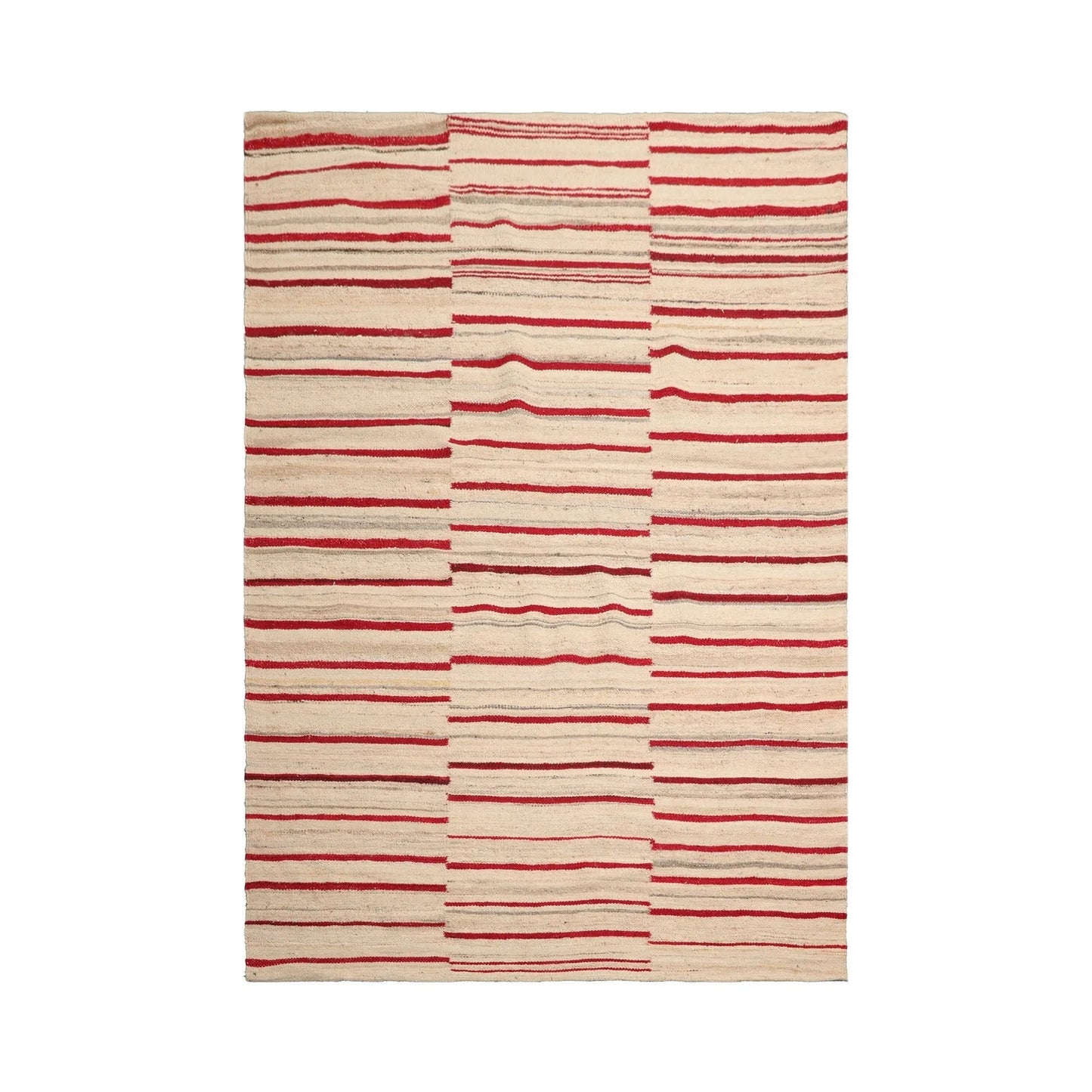 LoomBloom 5x8 Beige Oriental Area Rug Hand Woven with Contemporary Stripes-1