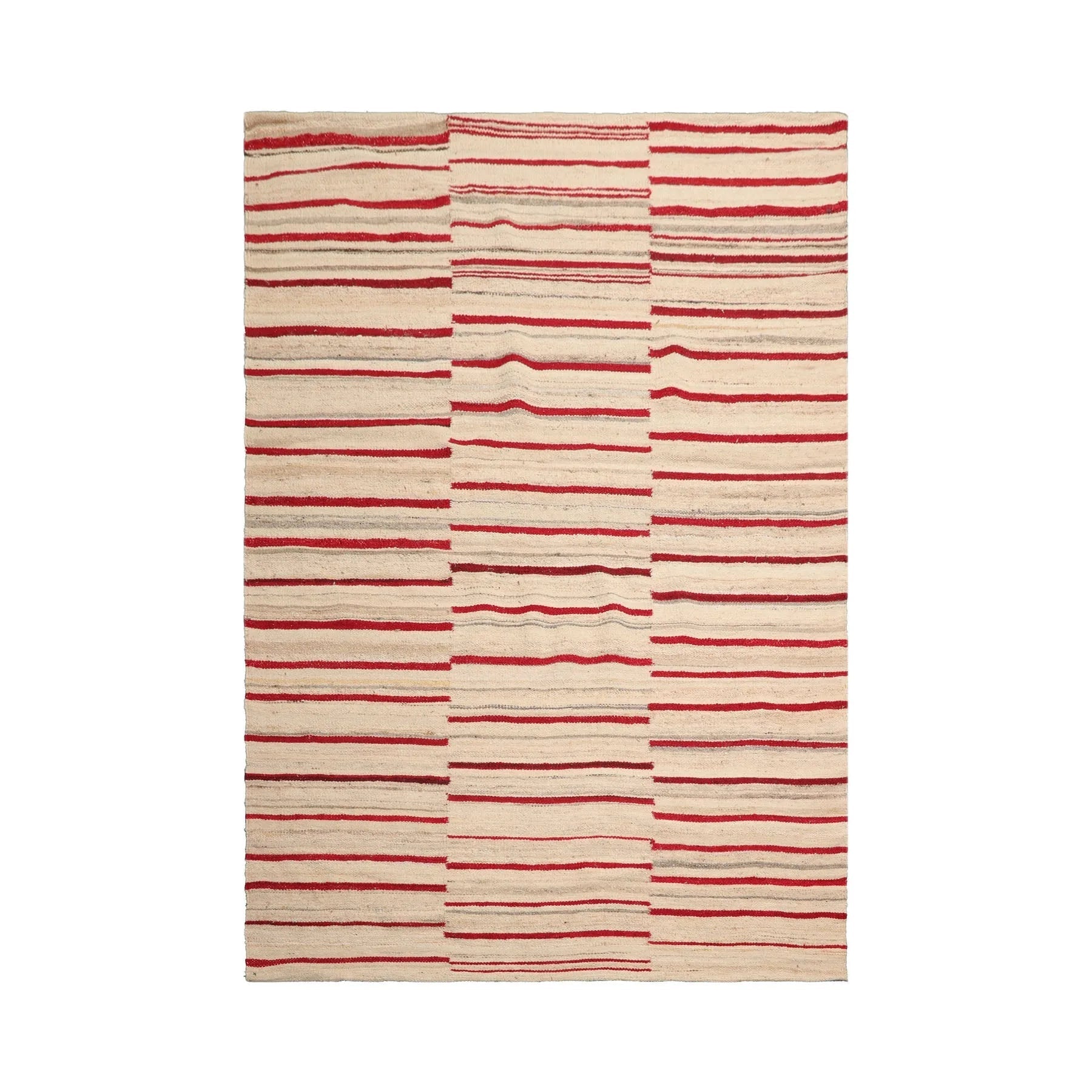 LoomBloom 5x8 Beige Oriental Area Rug Hand Woven with Contemporary Stripes-1
