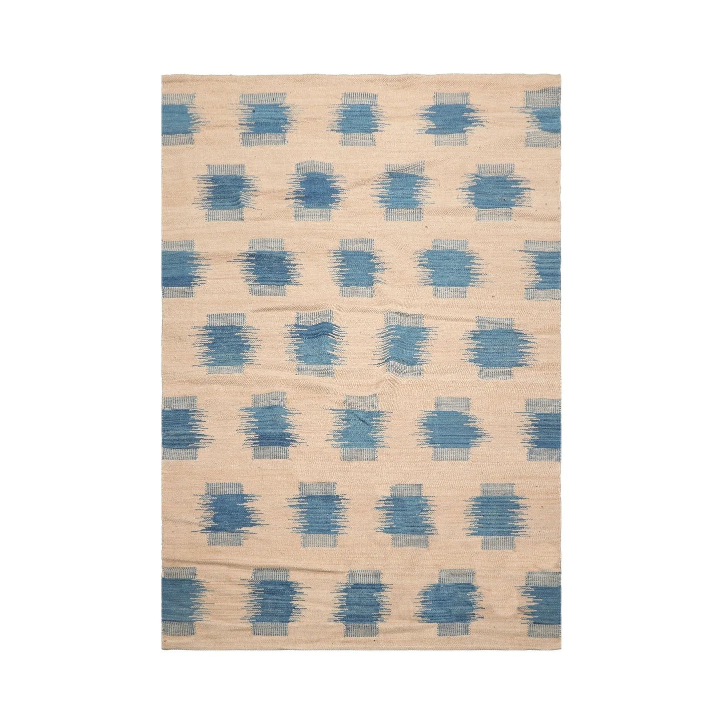 LoomBloom 5x8 Beige Handmade Contemporary Ikat Wool Oriental Area Rug Design-1