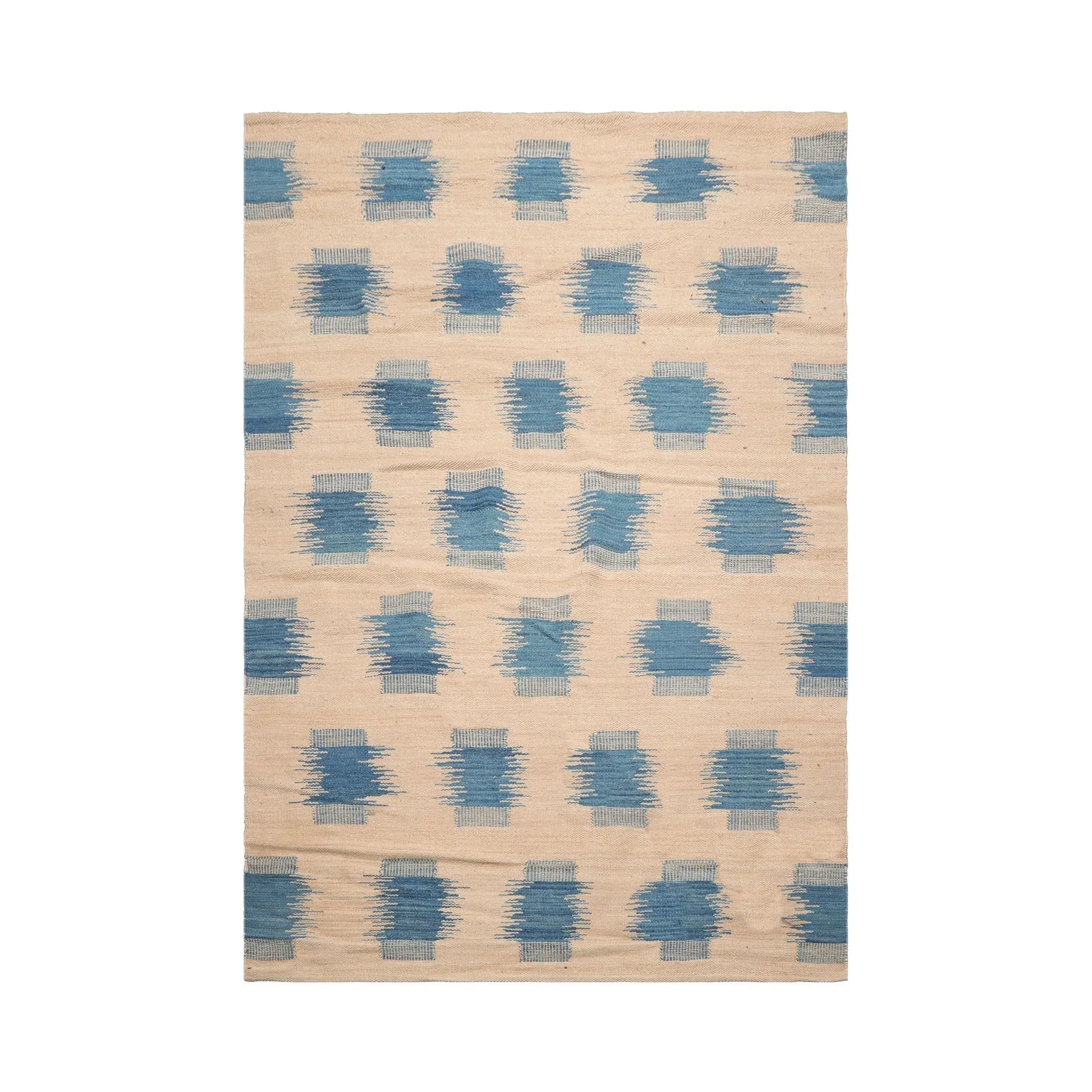 LoomBloom 5x8 Beige Handmade Contemporary Ikat Wool Oriental Area Rug Design-1